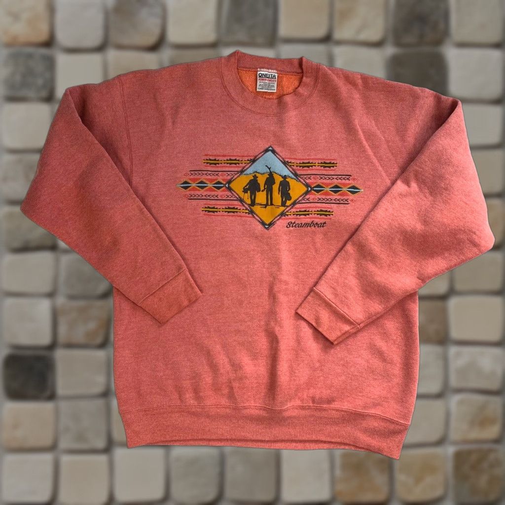 Vintage VINTAGE Oneita Sweatshirt Crewneck XL Coral 90s Steamboat Puff Print Power-Sweats Mens Pullover Graphic Print Size US XL / EU 56 / 4 - 1 Thumbnail