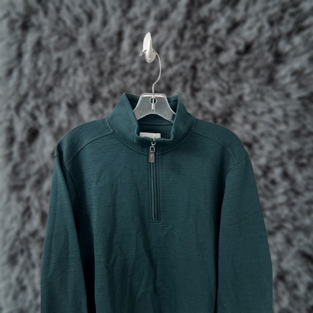 Tommy Bahama Tommy Bahama Pullover Sweater M Forest Green 1/4 Zip Mock Neck Long Sleeve 100% Pima Cotton Mens Regular Size Medium Size US M / EU 48-50 / 2 - 1 Thumbnail