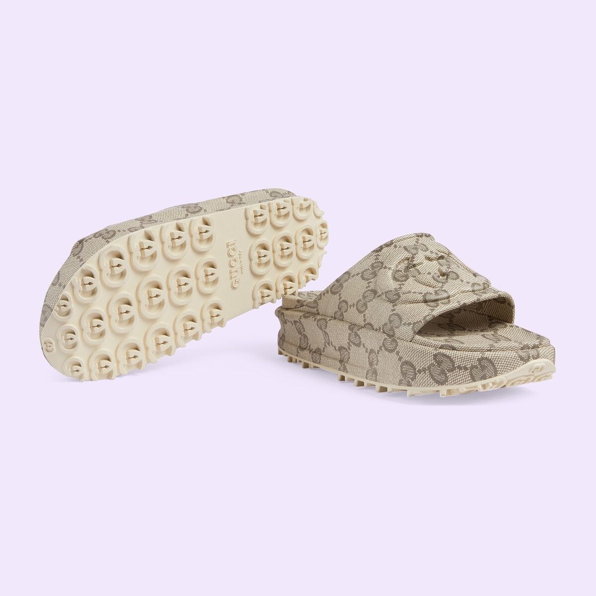 Gucci o1s1wg110125 Slide Sandal with Interlocking G in Beige Size US 6.5 / EU 39-40 - 5 Thumbnail