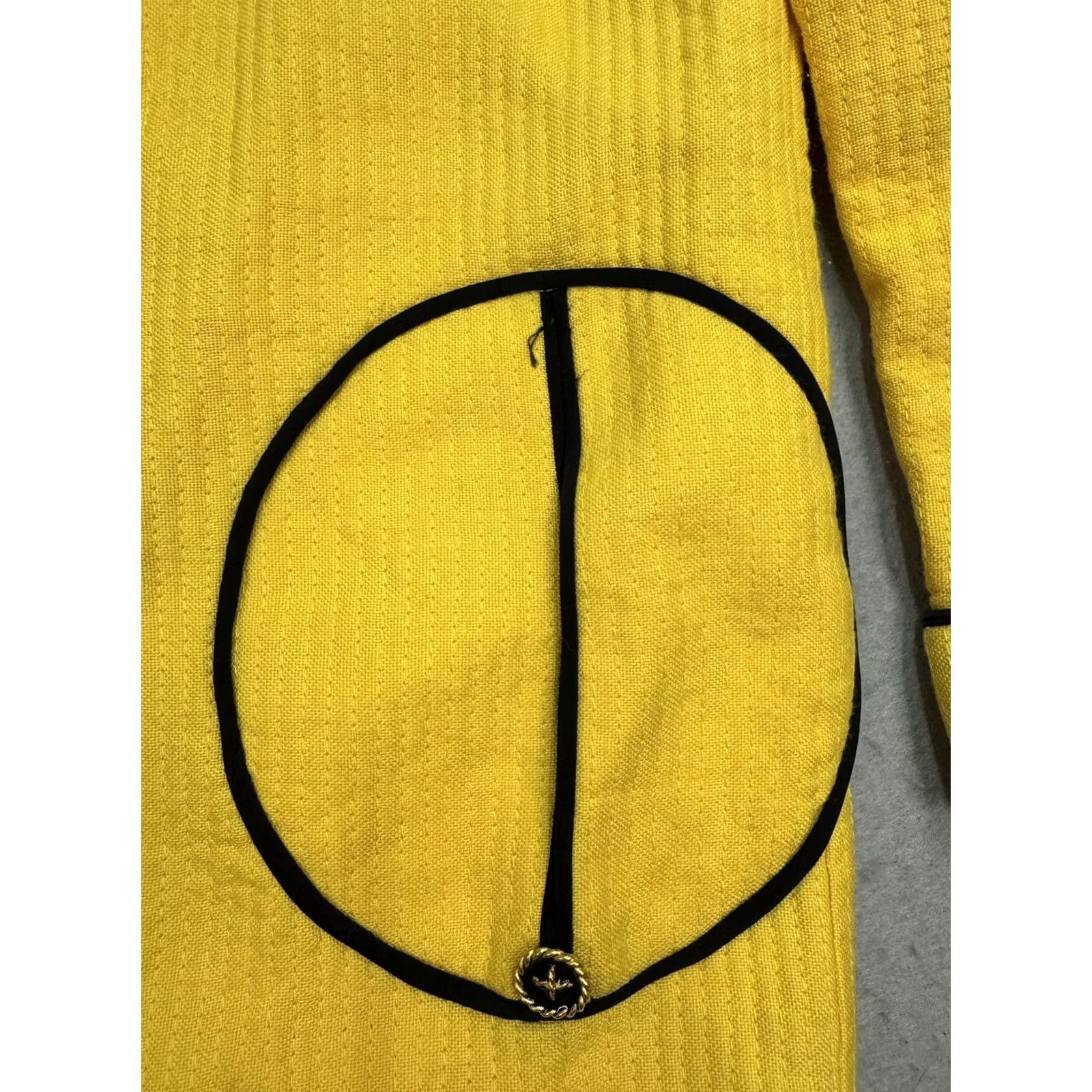 Vintage VINTAGE Christian Ruperto Jacket Womens Medium Yellow Black Trim Mod Coat Size M / US 6-8 / IT 42-44 - 7 Thumbnail