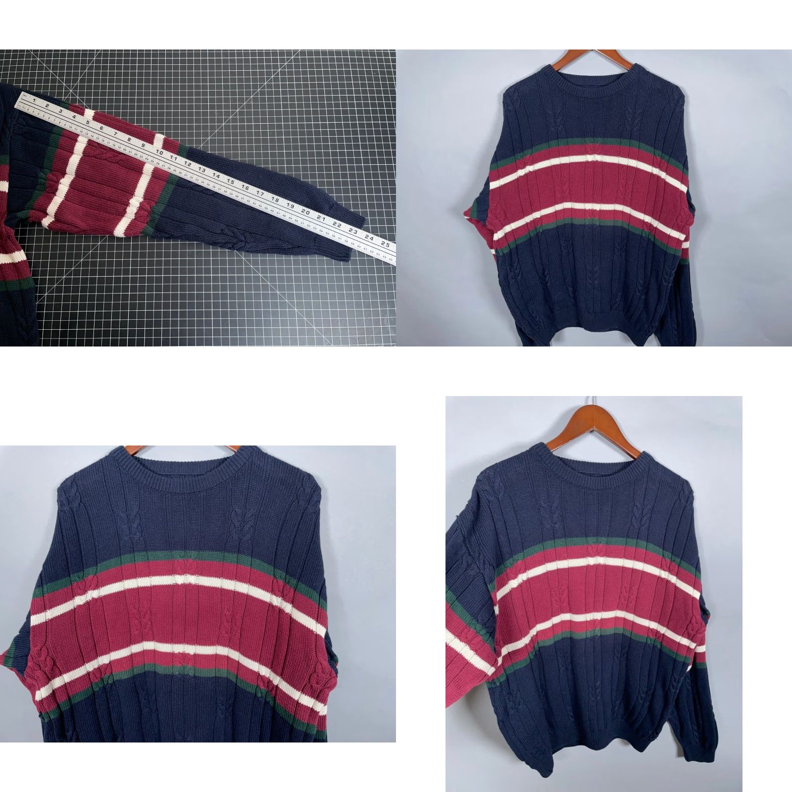 Vintage VINTAGE Y2K Chunky Knit Sweater Adult Large Blue Red Striped Cotton Retro Mens Size US L / EU 52-54 / 3 - 8 Thumbnail