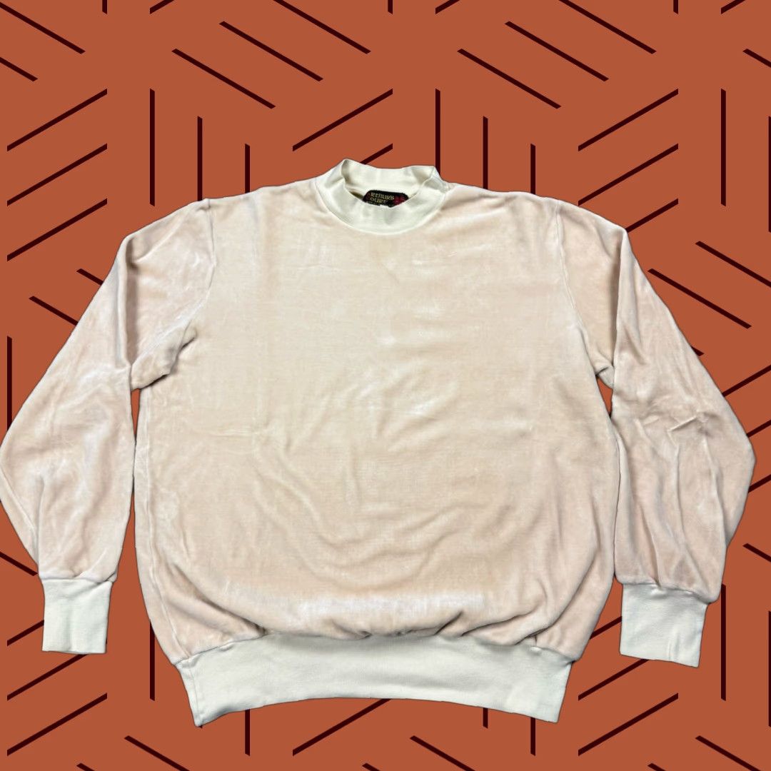 Velour VINTAGE 1970s Arthurs Court NYAC Velour Pullover Sweater M Men Beige Casual Size US M / EU 48-50 / 2 - 1 Thumbnail