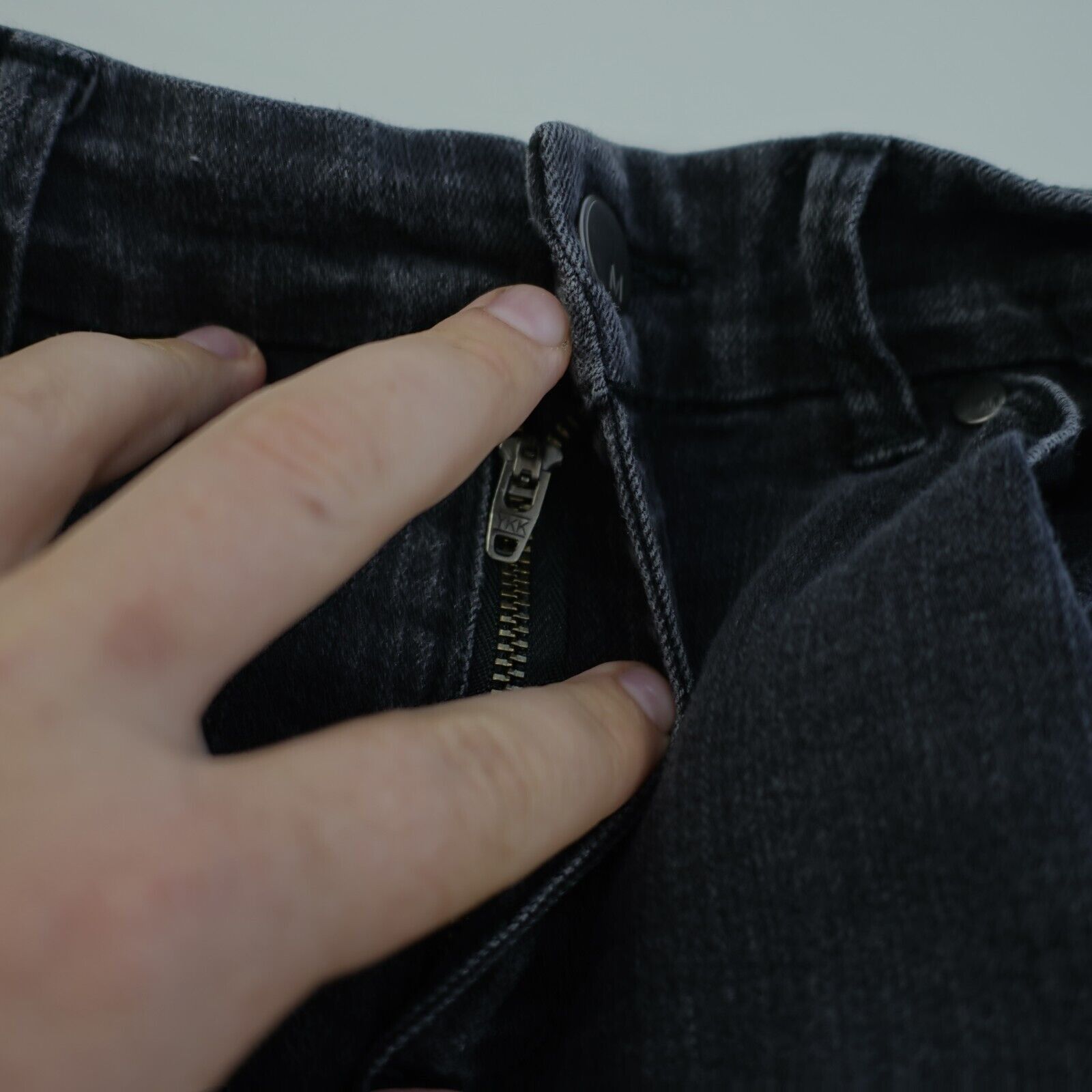 Designer Metaphor Black Denim Stretch Jeans 12 32/31 Side Zipper Pock Size 34" / US 12 / IT 48 - 8 Thumbnail