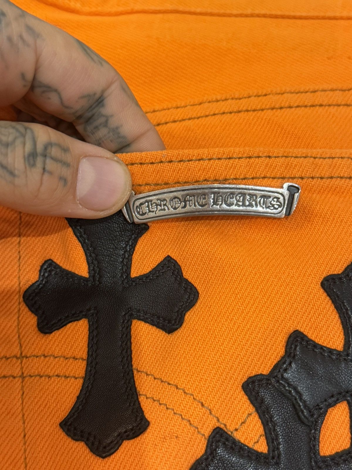 Chrome Hearts Chrome Hearts 2017 Virgil orange Levi Cross patch Jeans Size US 28 / EU 44 - 14 Thumbnail