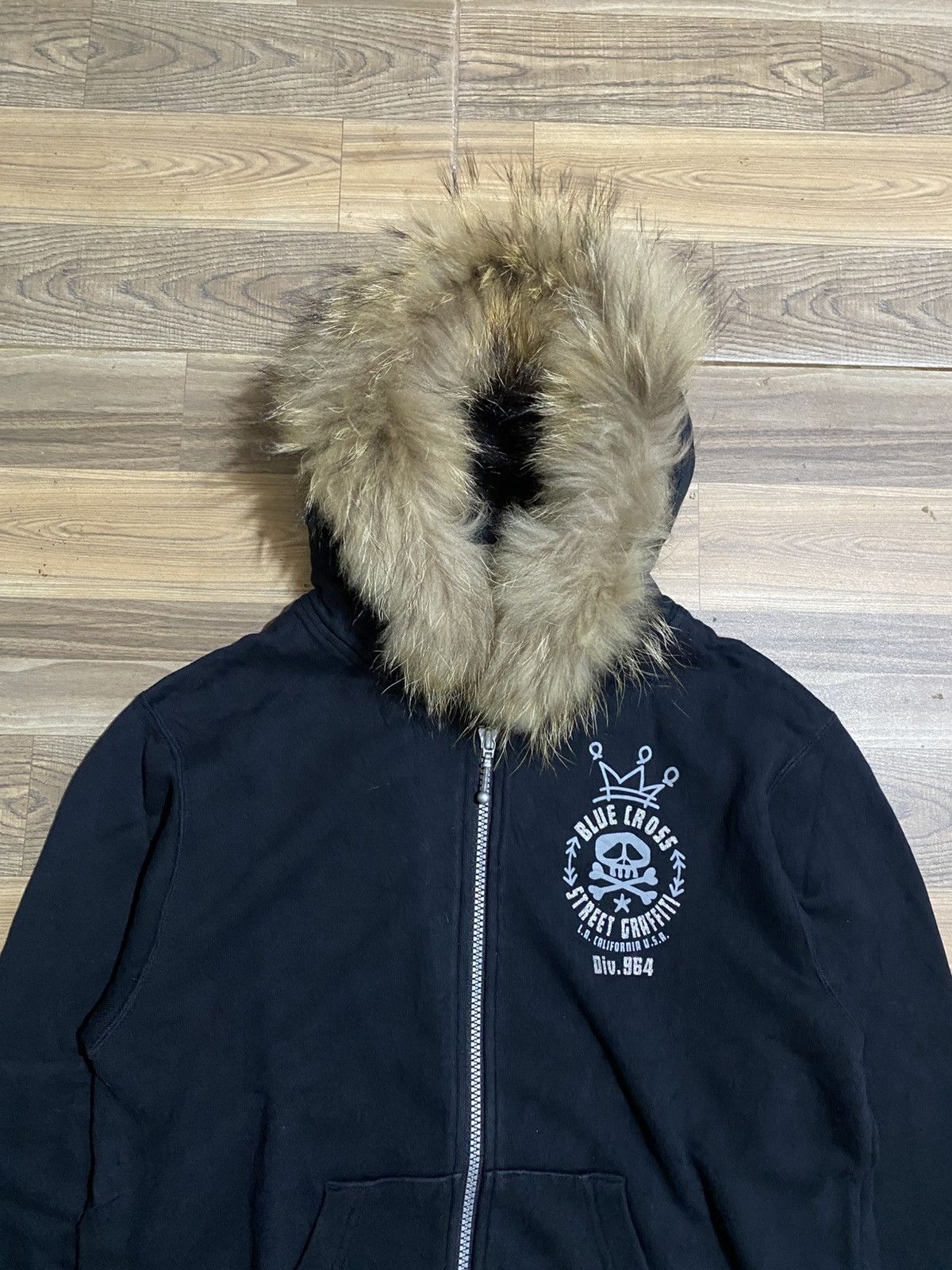 Japanese Brand BLUE CROSS SKULL FUR HOODIES Size M / US 6-8 / IT 42-44 - 4 Thumbnail