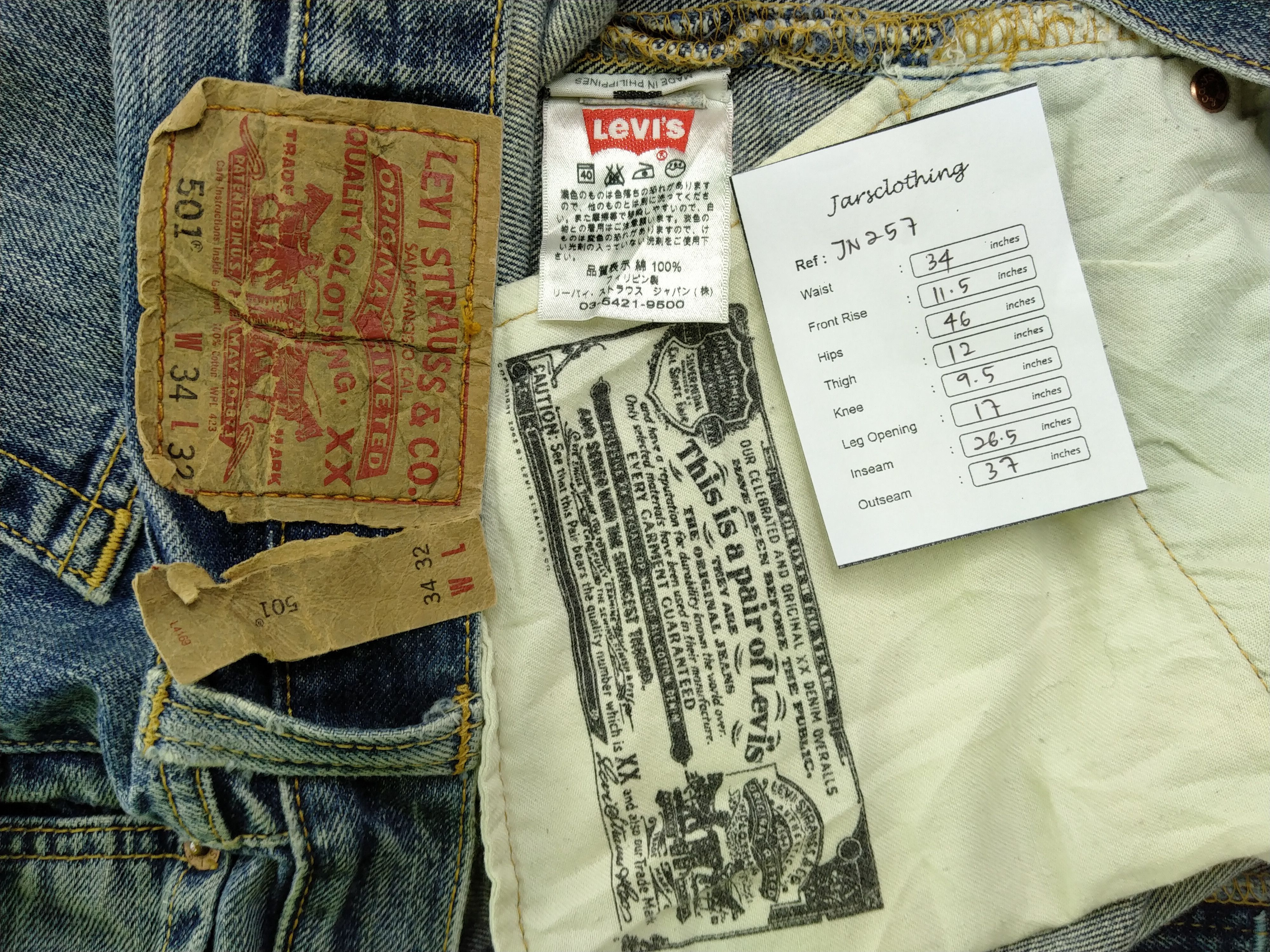 Japanese Brand Blue Distressed Vintage Levi's 501 34x26.5 Denim -JN257 Size US 34 / EU 50 - 10 Thumbnail