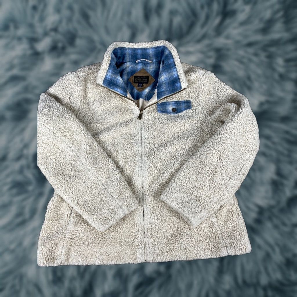 Pendleton VINTAGE Pendleton Fleece Jacket Womens XL Sherpa Deep Pile Oatmeal Beige Warm Size XL / US 12-14 / IT 48-50 - 1 Thumbnail