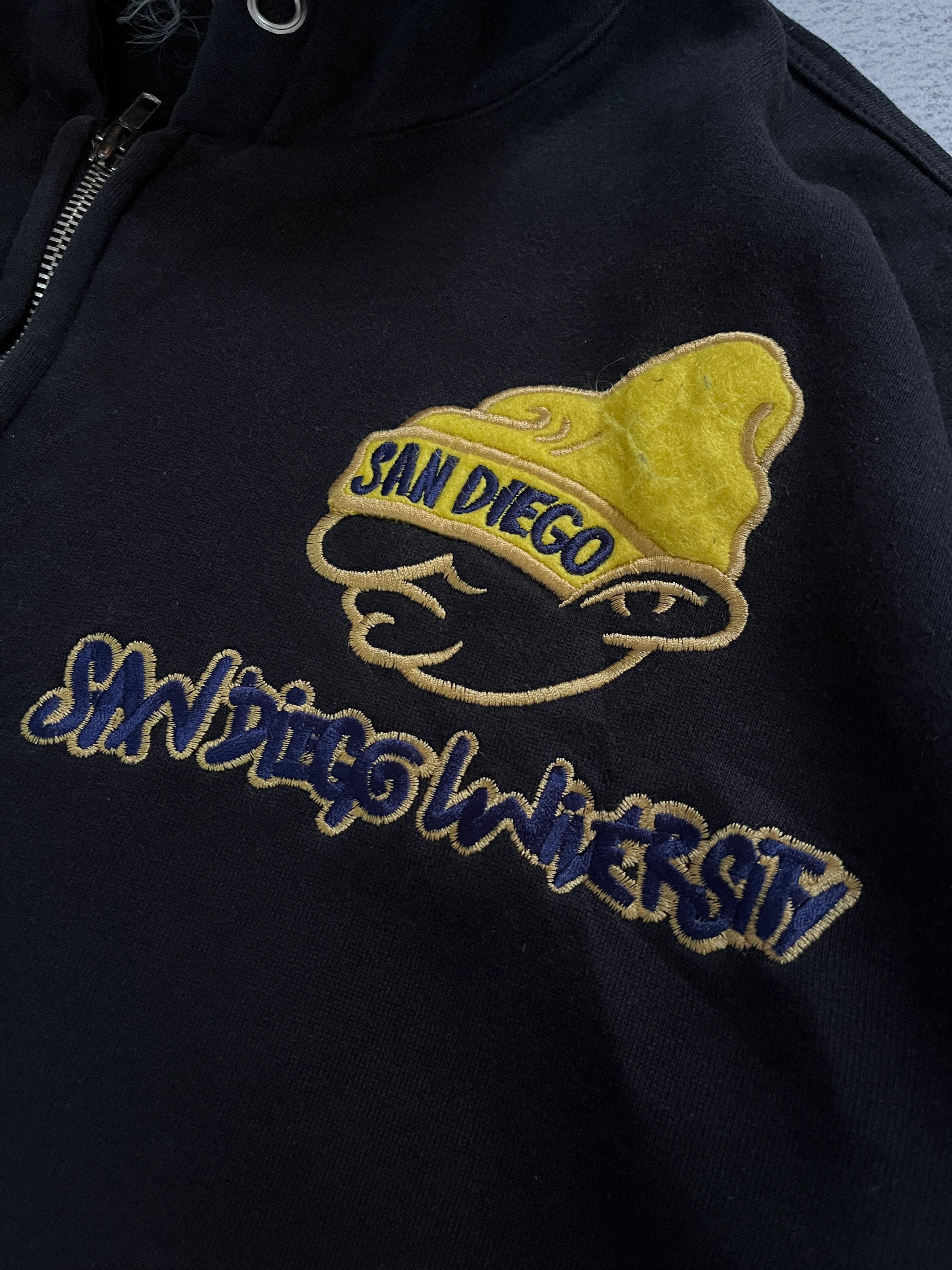 Vintage San Diego University Heavyweight Zip Up Hoodie Embroidered Size US XL / EU 56 / 4 - 6 Thumbnail