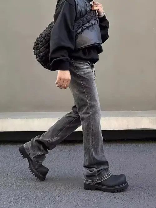 Japanese Brand Amamiya x Maezo Retro Gray Brushed Flare Jean Size US 33 - 3 Thumbnail