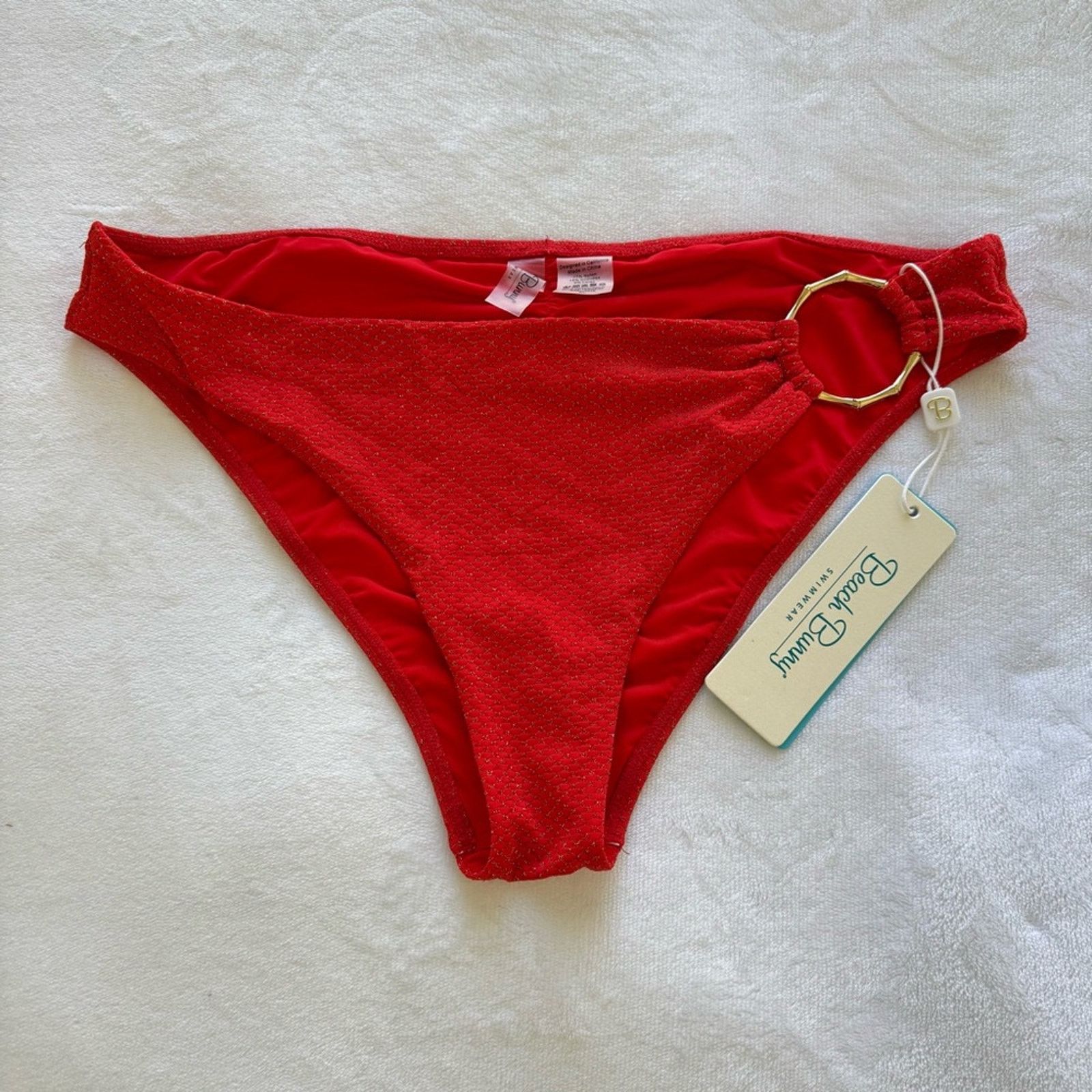 NBDN Nobrandedon NWT! Beach Bunny Red Shimmer Swim Bottom, Size XL Size XL / US 12-14 / IT 48-50 - 3 Thumbnail