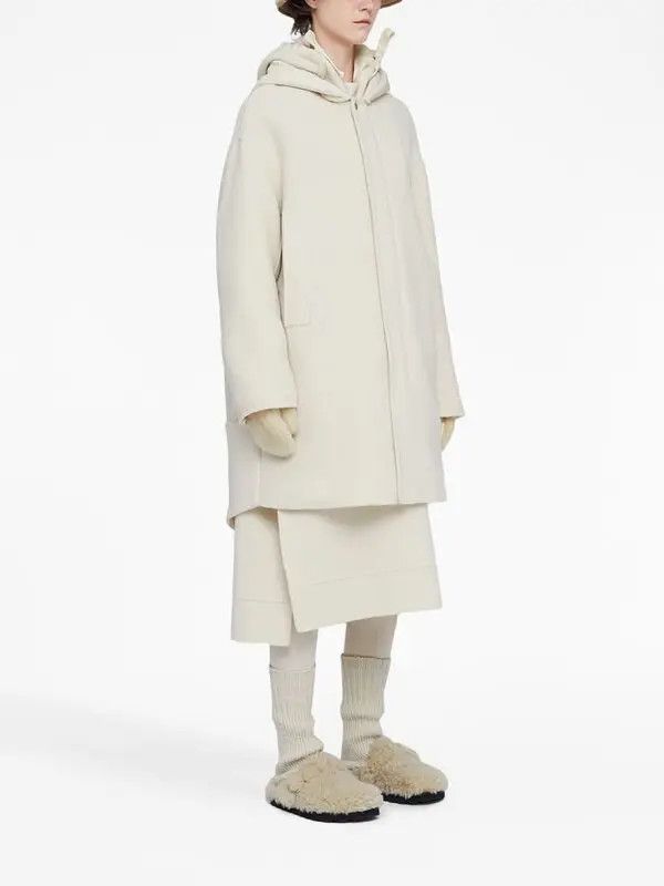 Jil Sander o1loc1c0426 Hooded Virgin Wool Parka in White Size XL / US 12-14 / IT 48-50 - 3 Thumbnail