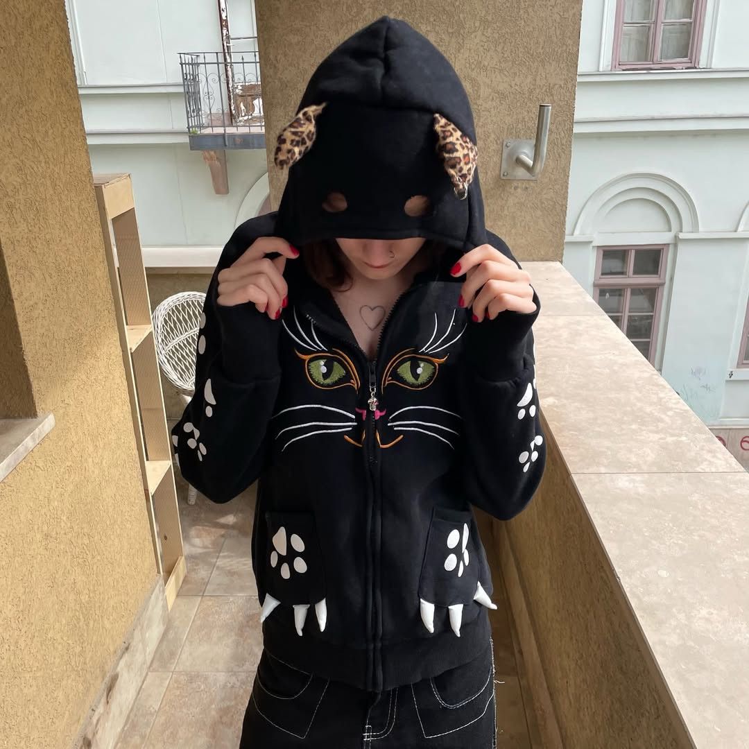 Other Zip Hoddie by BANNED Gothic Killstar type Cat Size XL / US 12-14 / IT 48-50 - 1 Thumbnail