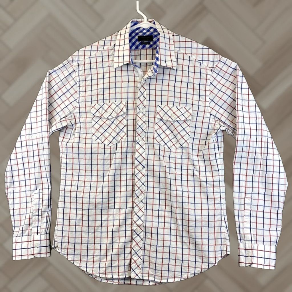 Zara ZARA Button-Up Shirt Men L Button-Front Long Sleeve Multicolor Check Cotton Knit 84-43 Regular Collar Shirt Size US L / EU 52-54 / 3 - 1 Thumbnail