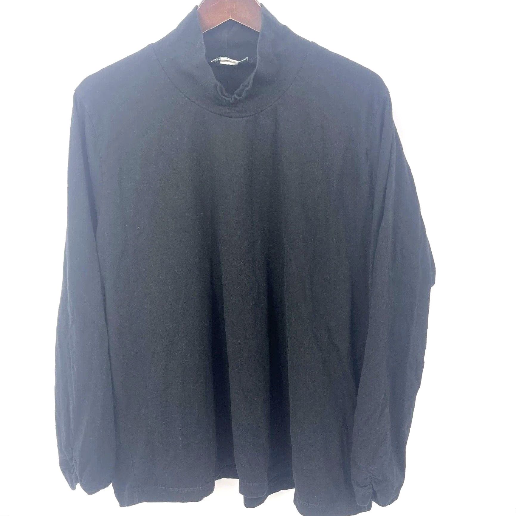 Vintage Ulla Popken Plus 18 Black Long Sleeve Mock Neck Tunic Blouse Casual Femme Classic Size XXL / US 16-18 / IT 52-54 - 2 Thumbnail