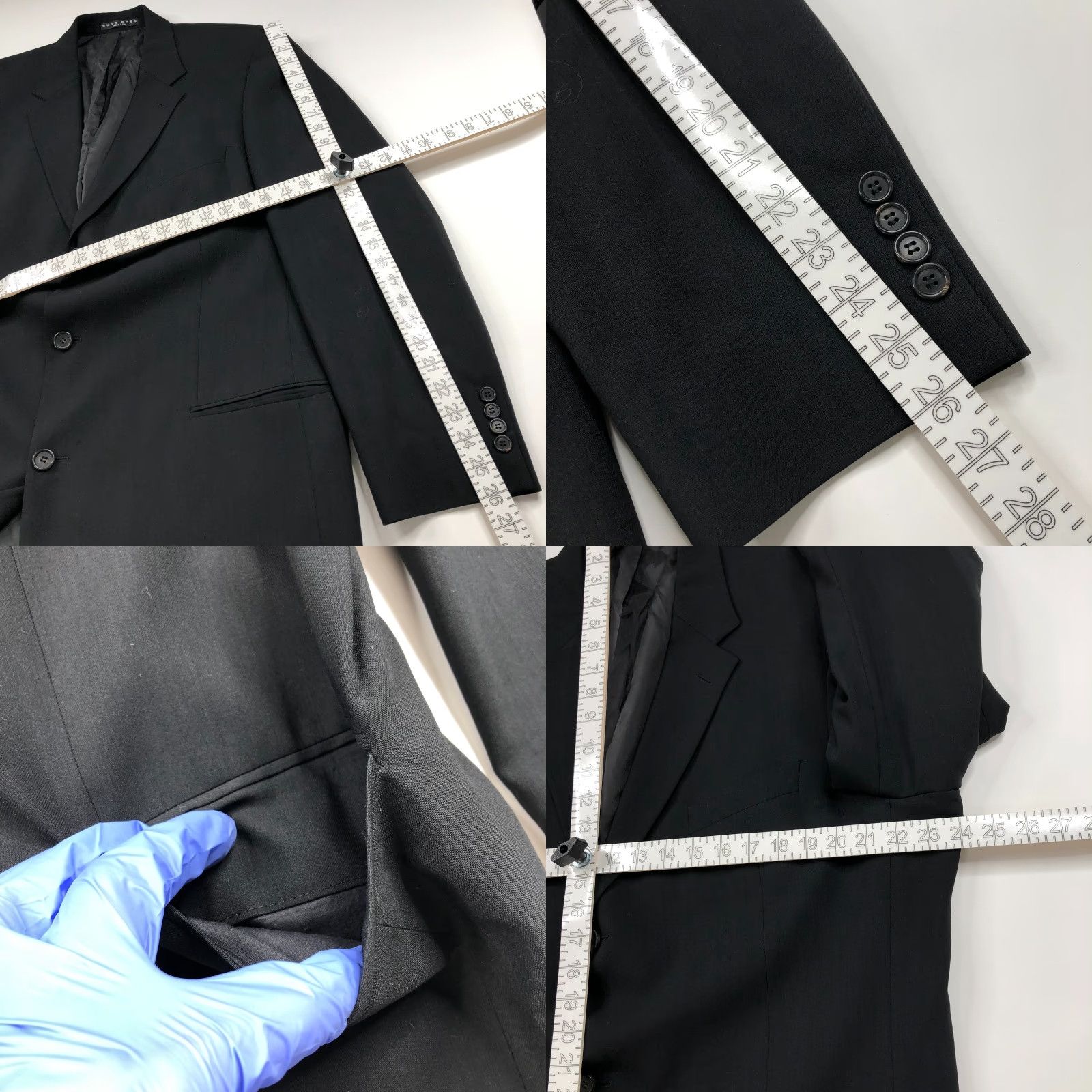Hugo Boss VINTAGE Hugo Boss Blazer Jacket Mens 48L Black Wool 100% Button Notch 2-Button Single-Breasted Regular MINT Size 48R - 8 Thumbnail