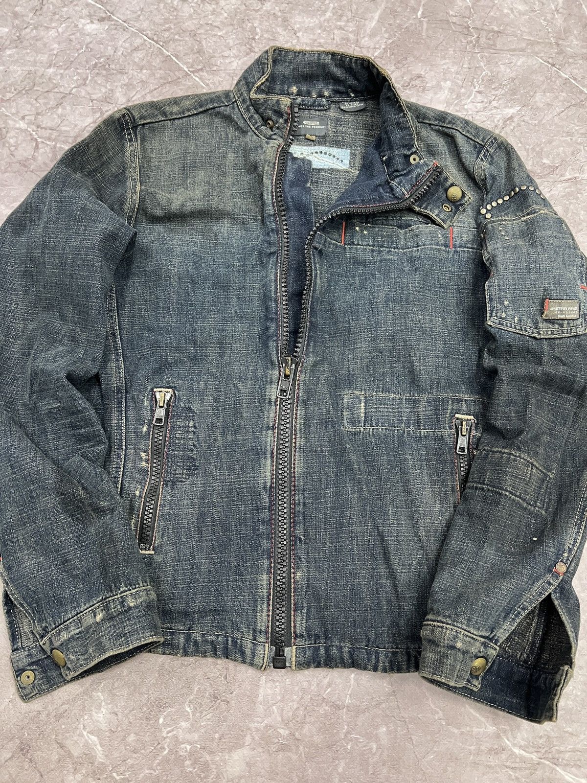 G-Star × Japanese Brand RACING MOTO DISTRESSED DENIM G STAR RAW Y2K JACKET Size US M / EU 48-50 / 2 - 4 Thumbnail