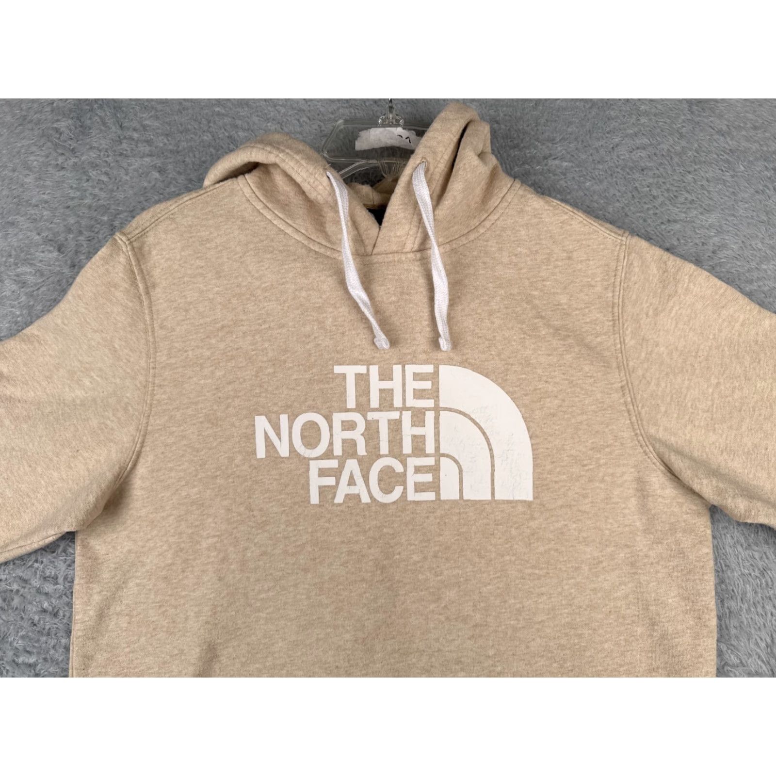 The North Face The North Face Hoodie Mens Small Beige Front Logo Pullover Jersey Fabric Crew Neck Zip Pockets Lightweight Logo Clothing Sweatshirt Size US S / EU 44-46 / 1 - 4 Thumbnail