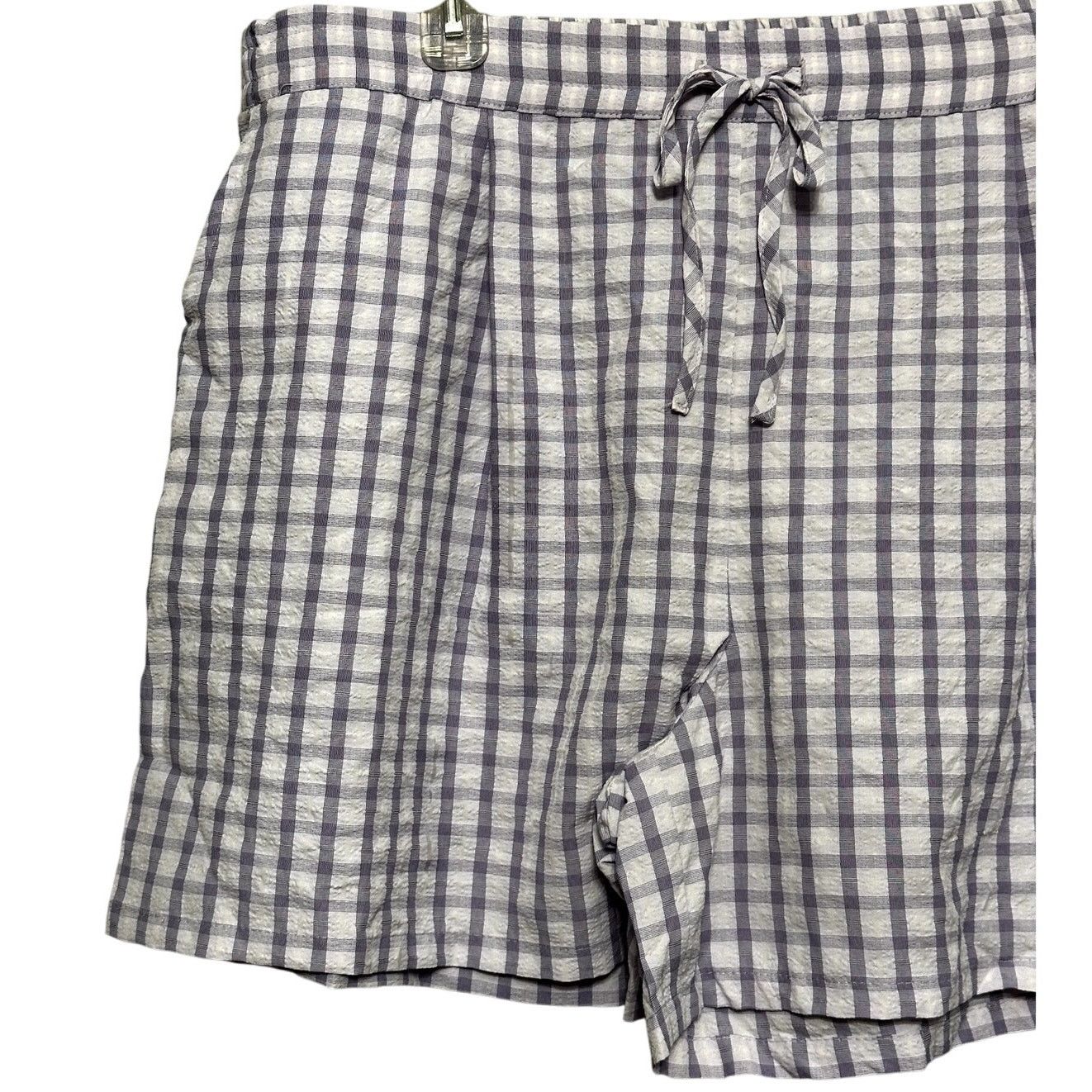 Other Riley & Rae Pull On Shorts Checkered Pockets Purple White XL Size 35" - 2 Thumbnail