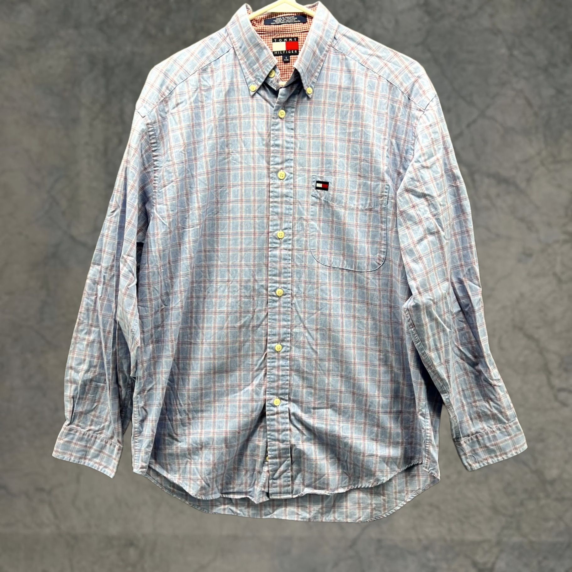 Tommy Hilfiger VINTAGE Tommy Hilfiger Shirt Mens Small Blue Pink Button Down Plaid Pocket 90s Size US S / EU 44-46 / 1 - 1 Thumbnail