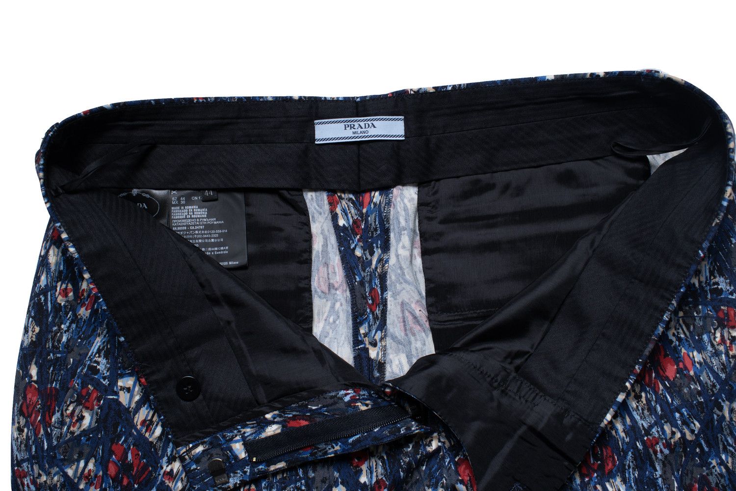 Prada Prada, Floral and striped pantalon in blue Size 30" / US 8 / IT 44 - 5 Thumbnail