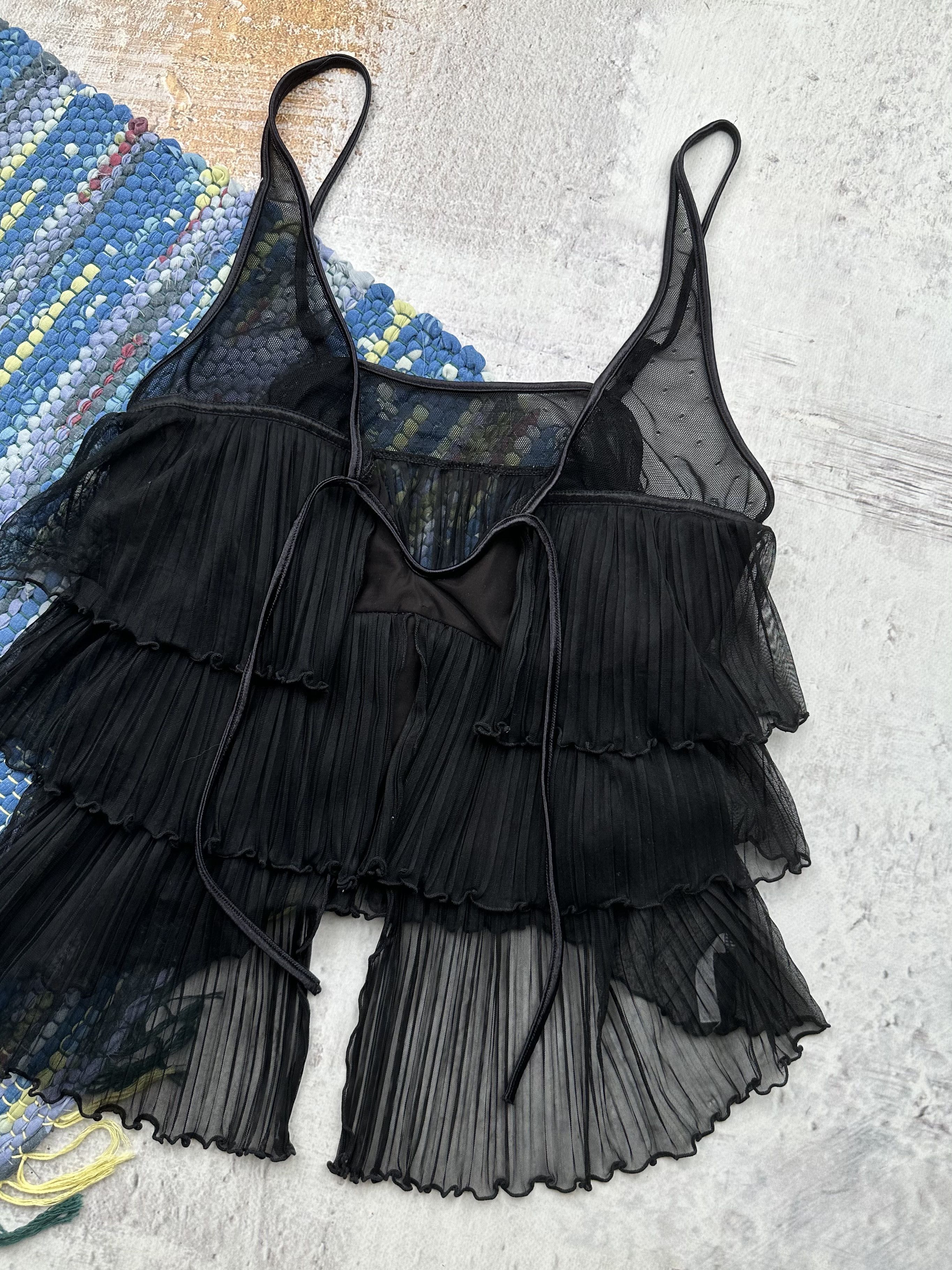 Vintage Vintage Mesh Pleated Tank Top A686D15(375) Size M / US 6-8 / IT 42-44 - 3 Thumbnail