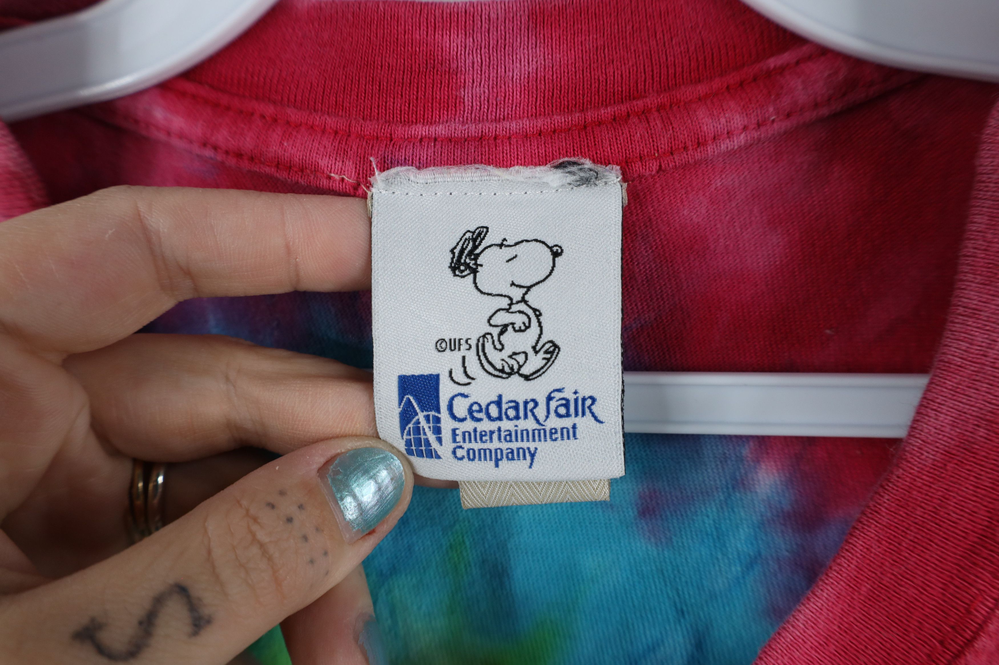 Vintage Vintage Snoopy Peanuts Rainbow Tie Dye Cedar Point T-Shirt Size US L / EU 52-54 / 3 - 6 Thumbnail