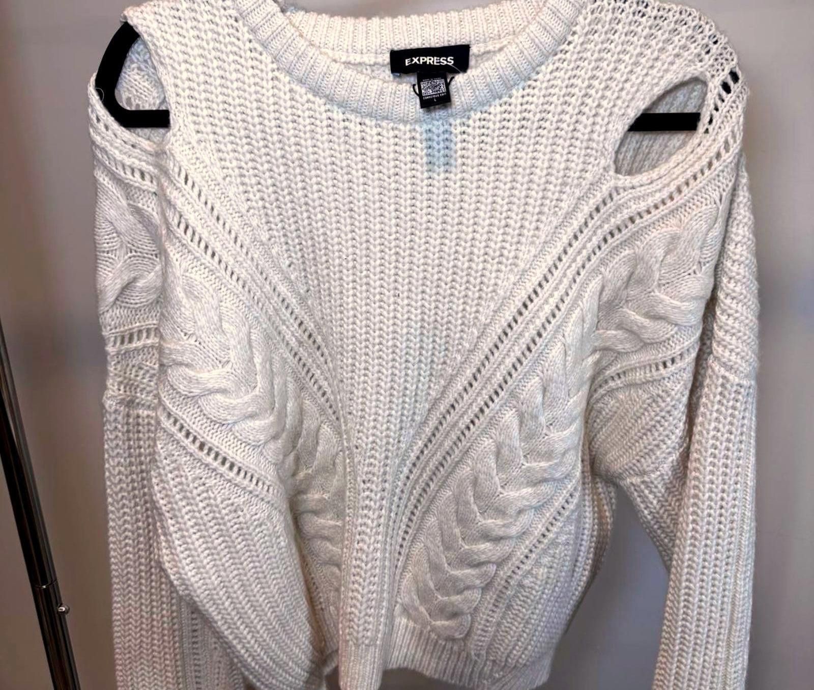 Express Stylish Open-Shoulder Sweater by Express Size L / US 10 / IT 46 - 1 Thumbnail