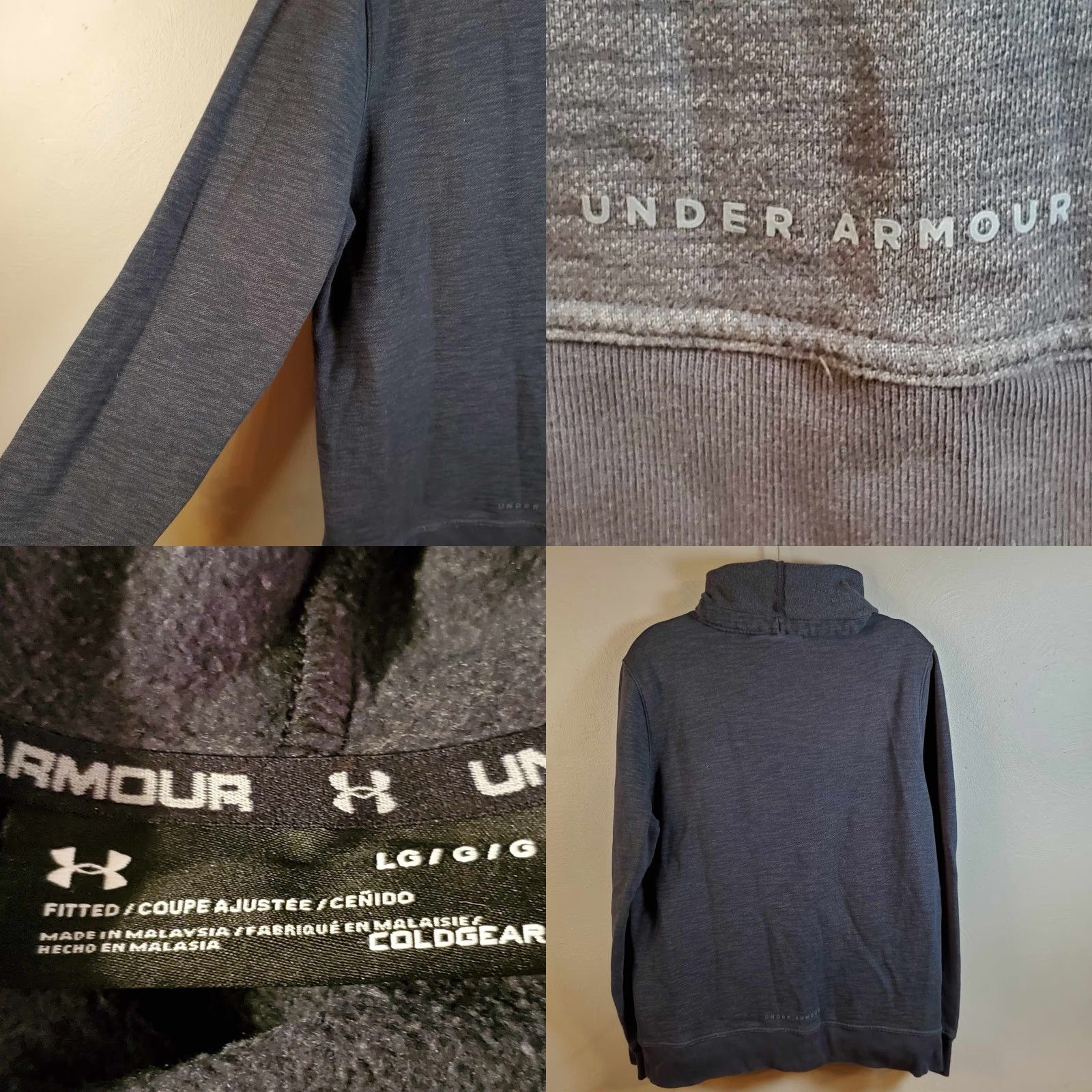 Under Armour Under Armour ColdGear Sweater Men’s XL Grey Fleece Mock Neck Storm Size US XL / EU 56 / 4 - 8 Thumbnail