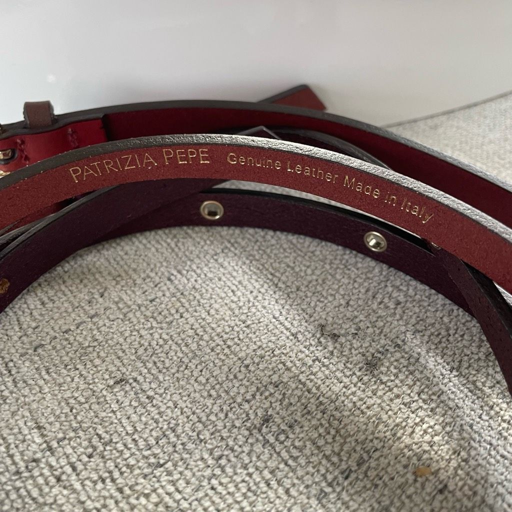 Patrizia Pepe Patrizia Pepe Italian Leather Belt Gold Fly Charm Red Burgun Size ONE SIZE - 6 Thumbnail