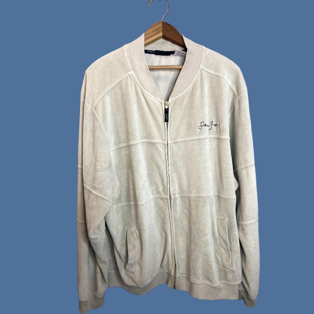Sean John VINTAGE Sean John Velour Track Jacket Velvet 90s XL Beige Men Full Zip Embroidered Logo Baggy Casual Party/Cocktail Jacket Mens XL Velour 90s Theme Size US XL / EU 56 / 4 - 1 Thumbnail