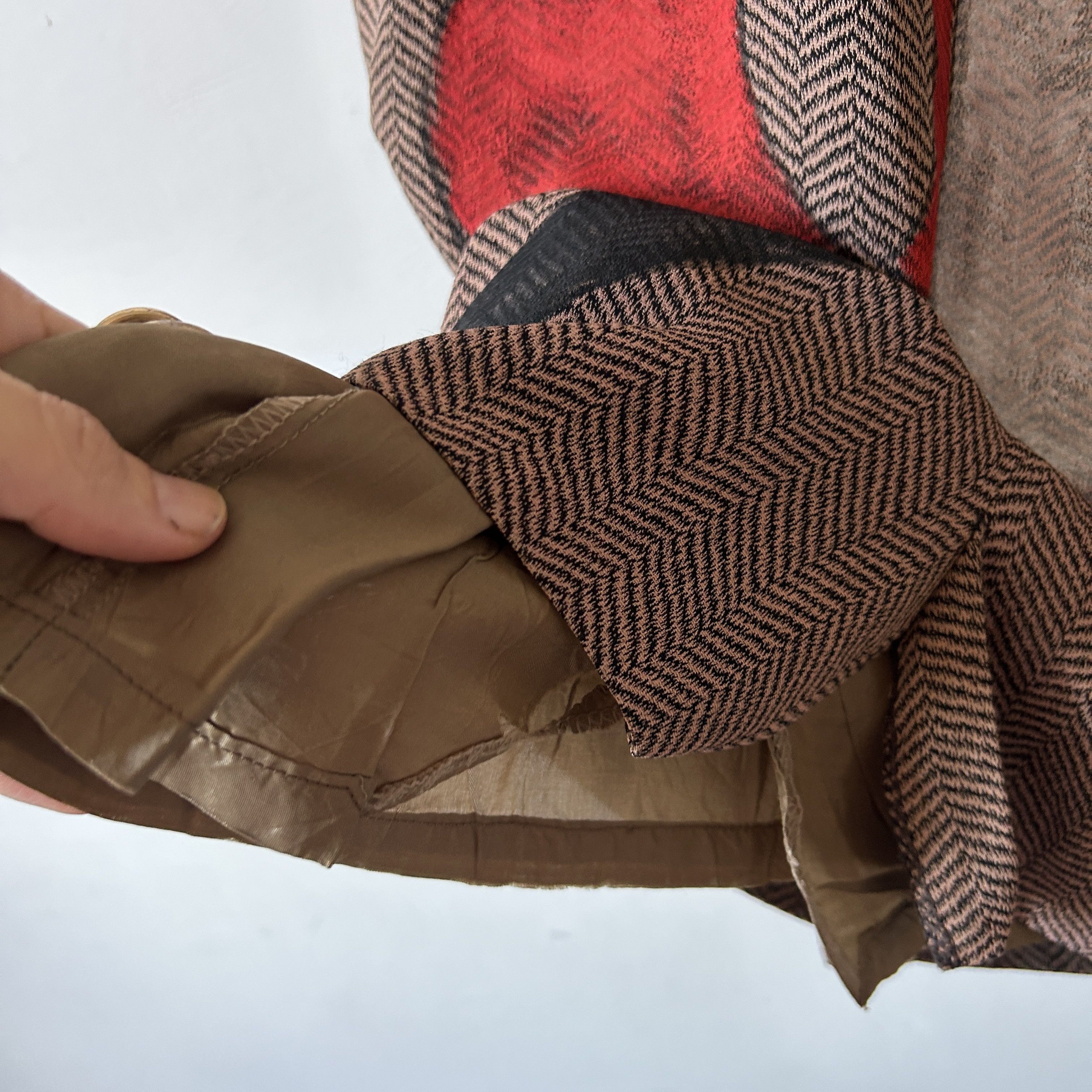 Custommade Hand Painted Abstract Skirt: Herringbone Geometric Size 28" / US 6 / IT 42 - 12 Thumbnail