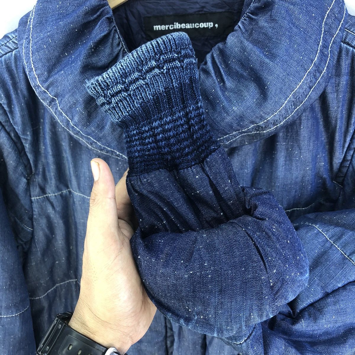 Issey Miyake Vintage Mercibeaucoup Pillow Neck Indigo Dye Bomber Jacket Size US S / EU 44-46 / 1 - 15 Thumbnail