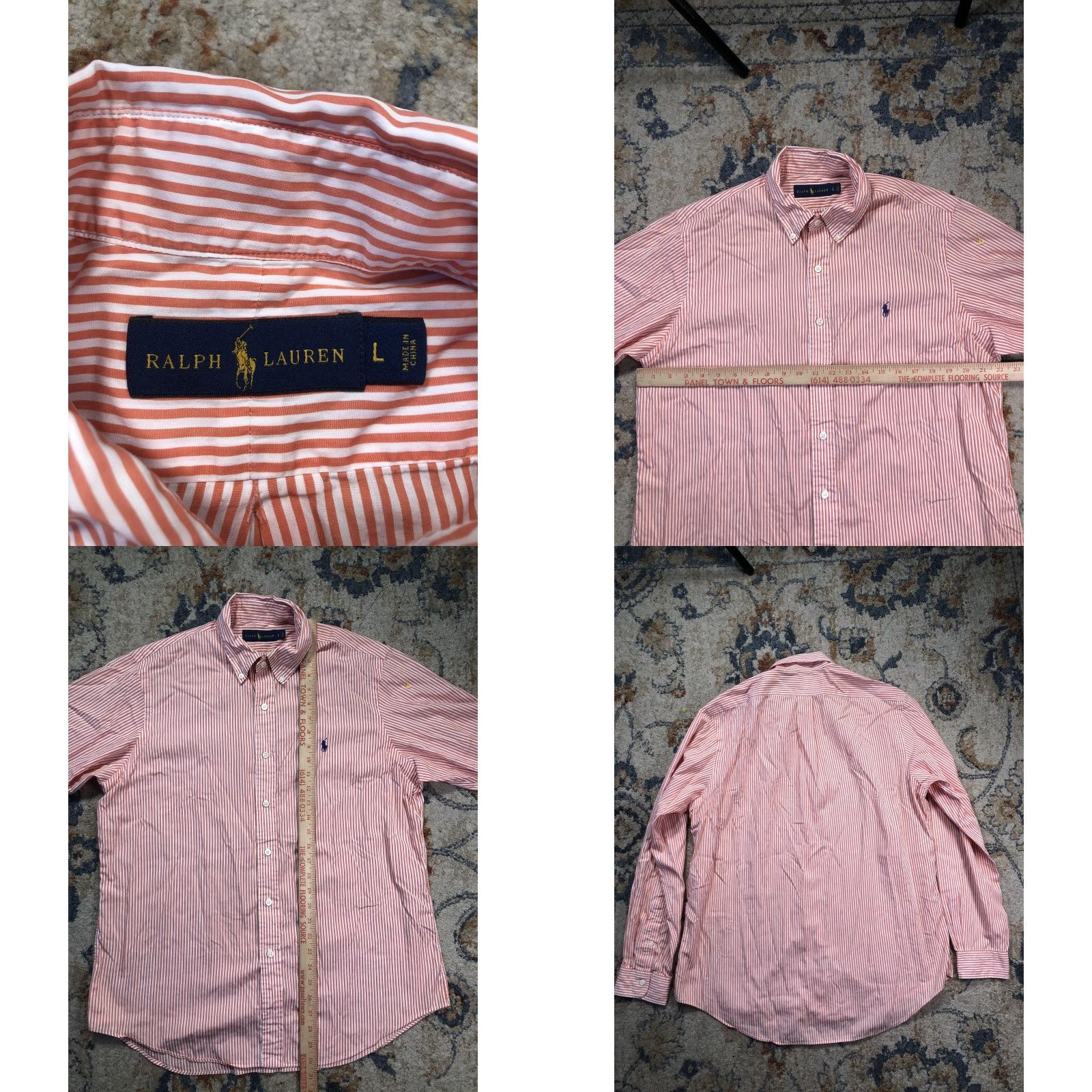Ralph Lauren Ralph Lauren Shirt Mens Large Orange Stripe Long Sleeve Button-Down Casual Size US L / EU 52-54 / 3 - 8 Thumbnail