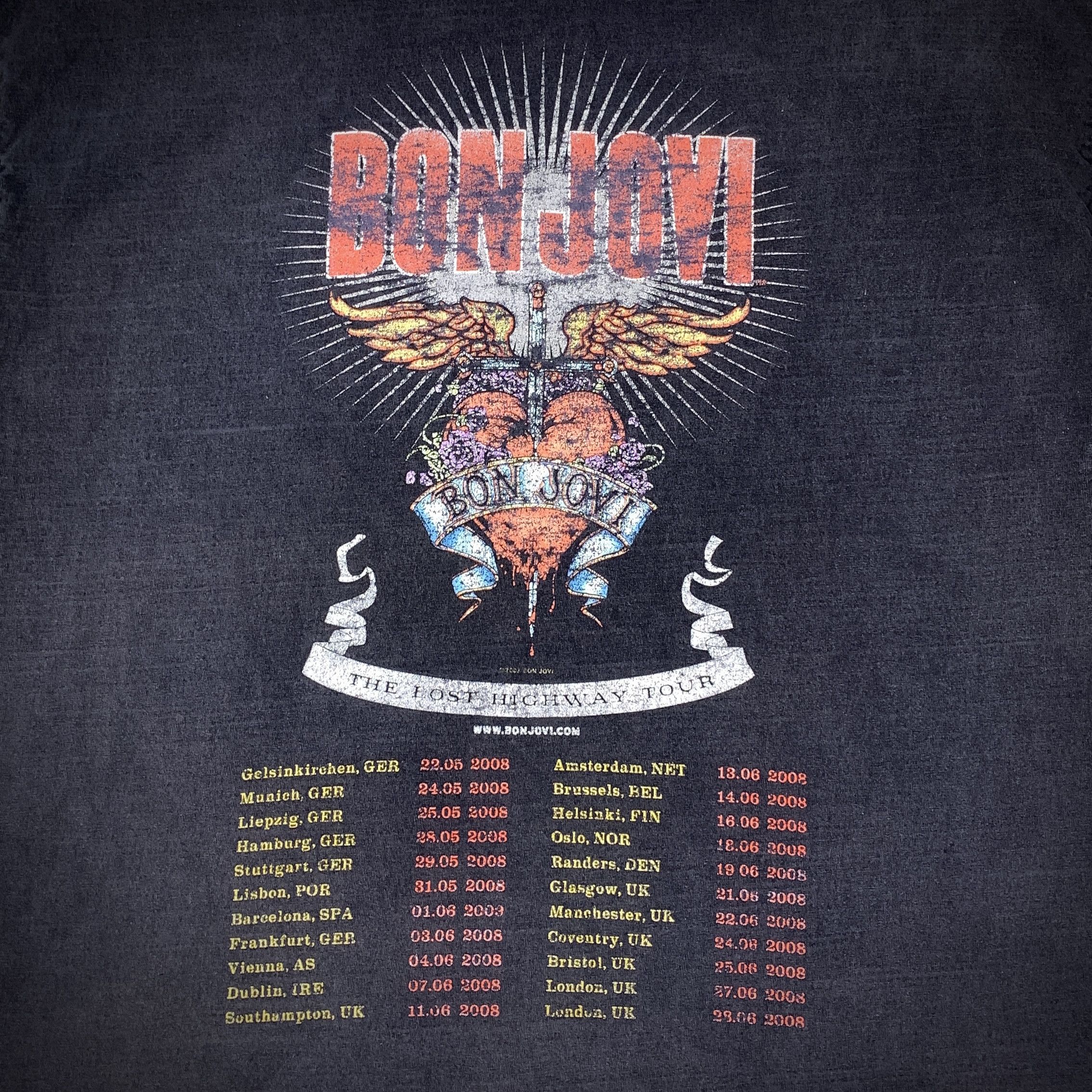 Bon Jovi Vintage Bon Jovi Rock Band Faded Distressed Black Tee Shirt Size US XL / EU 56 / 4 - 12 Thumbnail