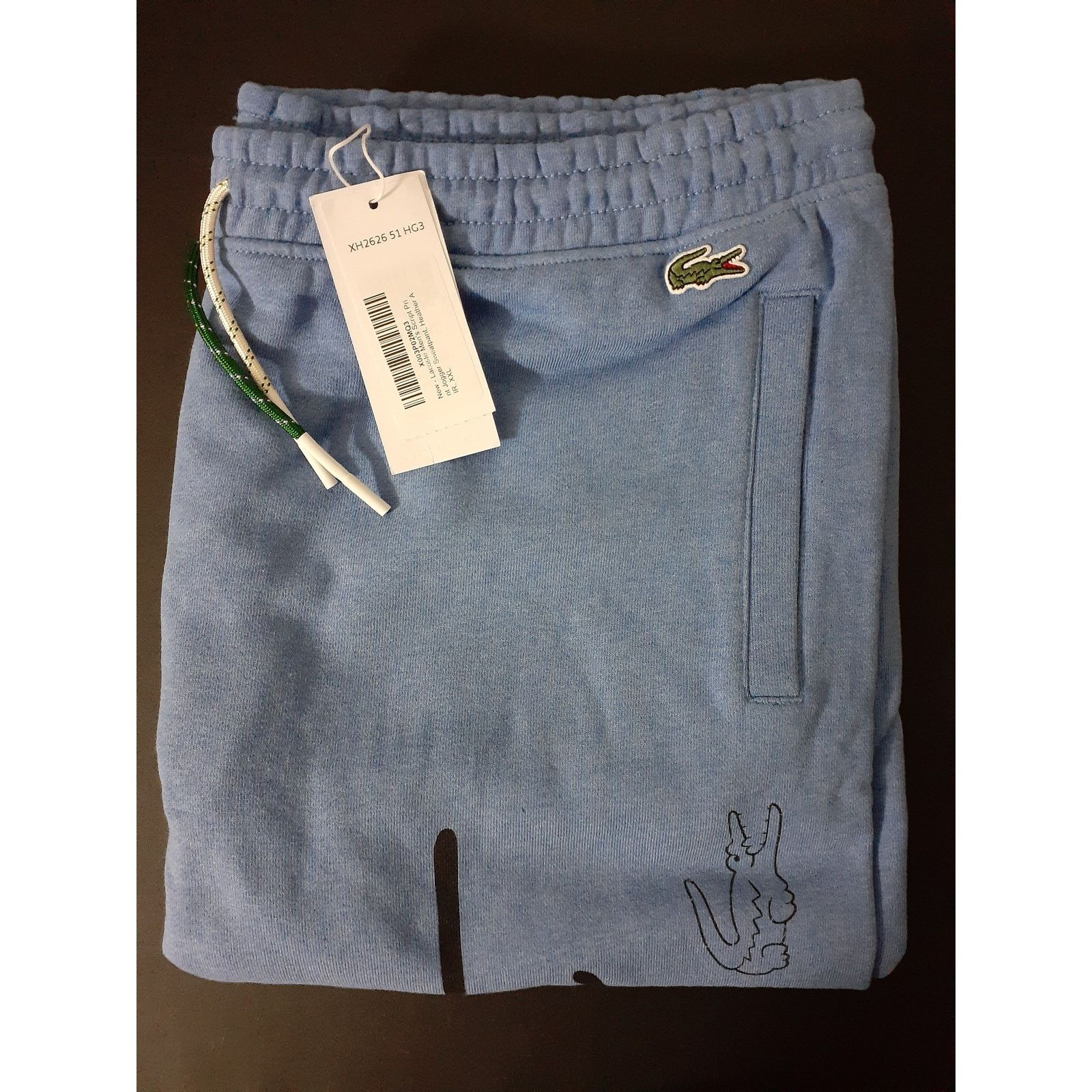 Lacoste Lacoste Men's Signature Fleece Sweatpants Heather Blue 2XL Size US 36 / EU 52 - 2 Thumbnail