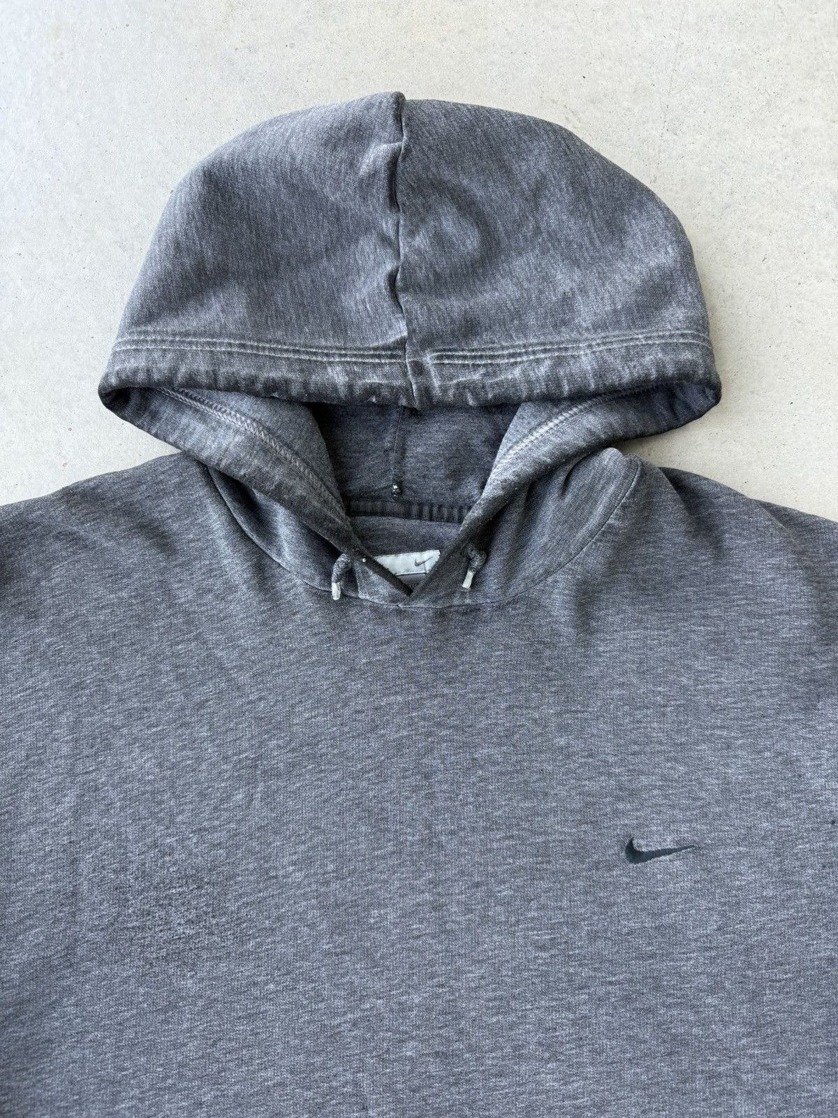 Vintage Vintage 90s Faded Grey Nike Check Swoosh Hoodie Size US XXL / EU 58 / 5 - 3 Thumbnail
