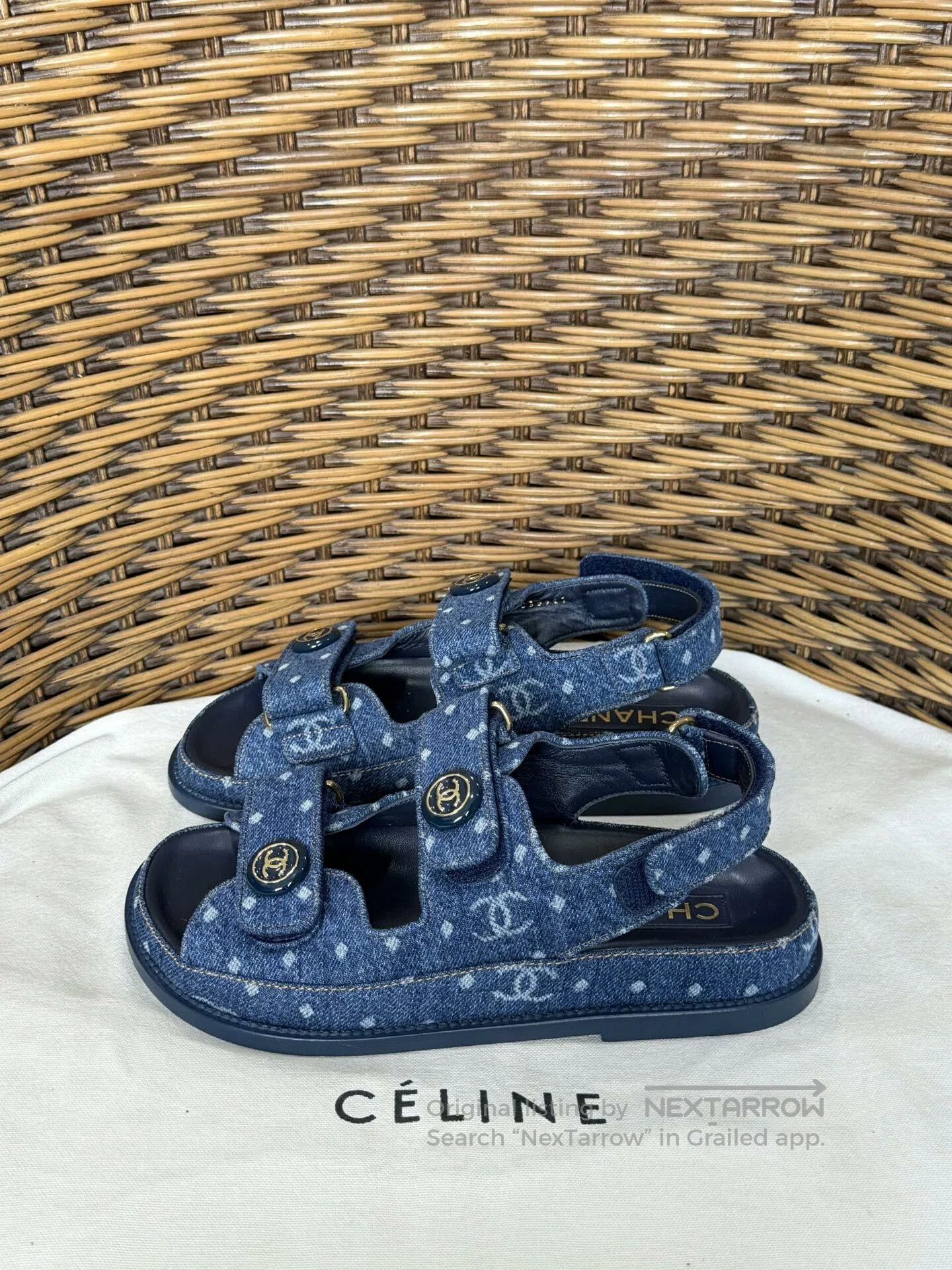 Chanel Chanel Blue Denim Monogram Slides. Size US 5 / IT 35 - 1 Thumbnail