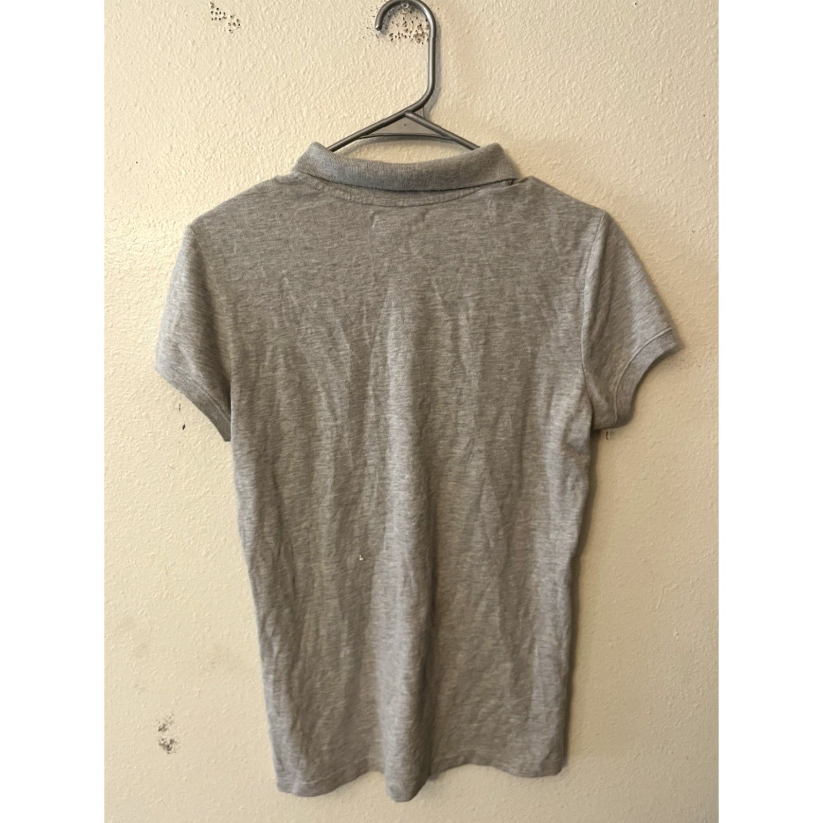 Aeropostale AEROPOSTALE Women's Gray Short Sleeve Polo Shirt - Size Large Solid Casual Bow Regular Fit Size L / US 10 / IT 46 - 2 Thumbnail