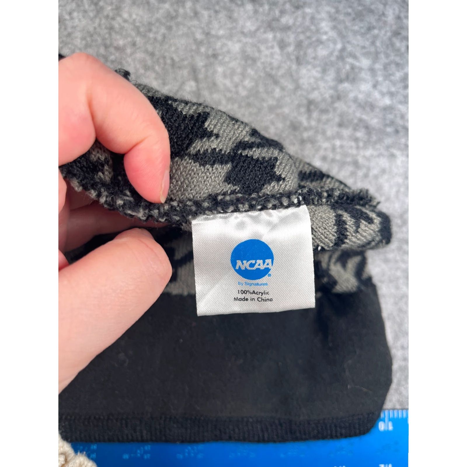 NCAA NCAA Beanie Adult One Size Gray Black Houndstooth Acrylic Knit Beanie Hat Mens Womens Unisex Outdoors Seasonal Fall Winter Lightweight Adjustable Size ONE SIZE - 7 Thumbnail