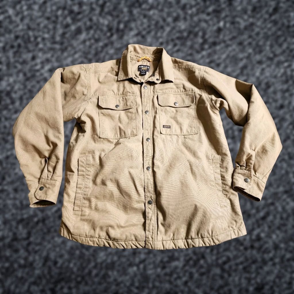 Ariat ARIAT Rebar Shirt Jacket Mens LARGE Canvas Fleece Lined Warmth Snap Front Size US L / EU 52-54 / 3 - 1 Thumbnail