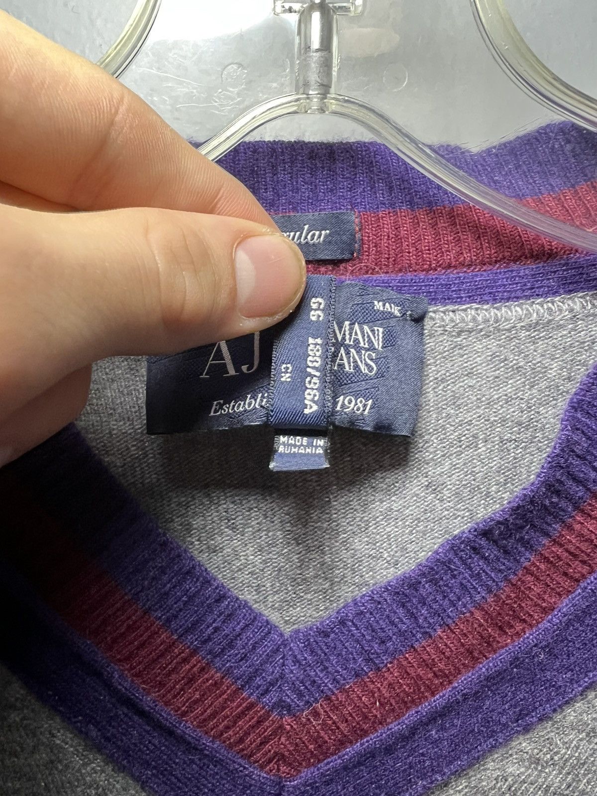 Armani Vintage Armani Jeans wool cashmere v-neck longsleeve sweater Size US XL / EU 56 / 4 - 4 Thumbnail