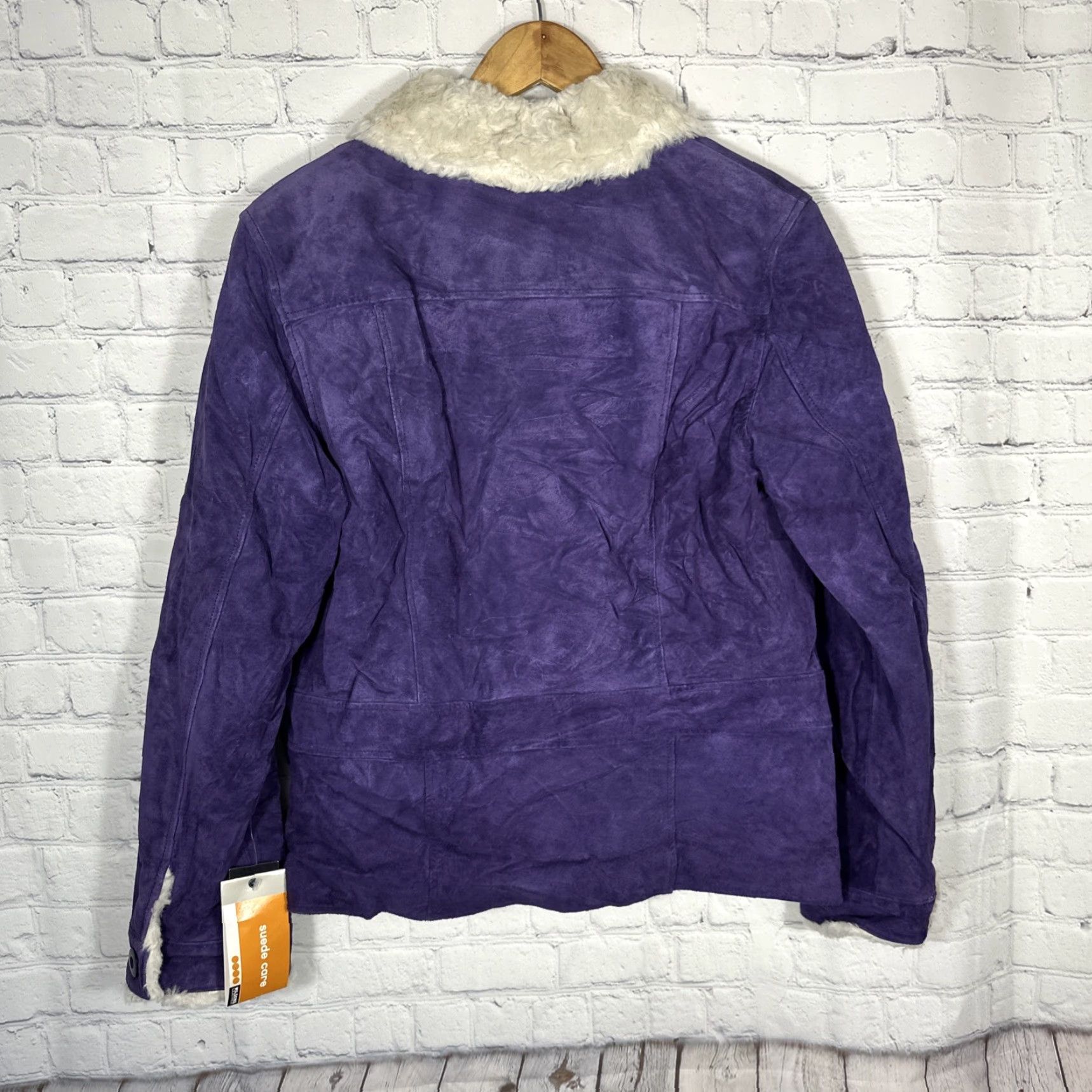 Vintage VINTAGE Wilsons Leather Suede Trucker Jacket Women’s Large Purple Cozy Warm Sherpa Lined Bomber Jacket Size L / US 10 / IT 46 - 4 Thumbnail