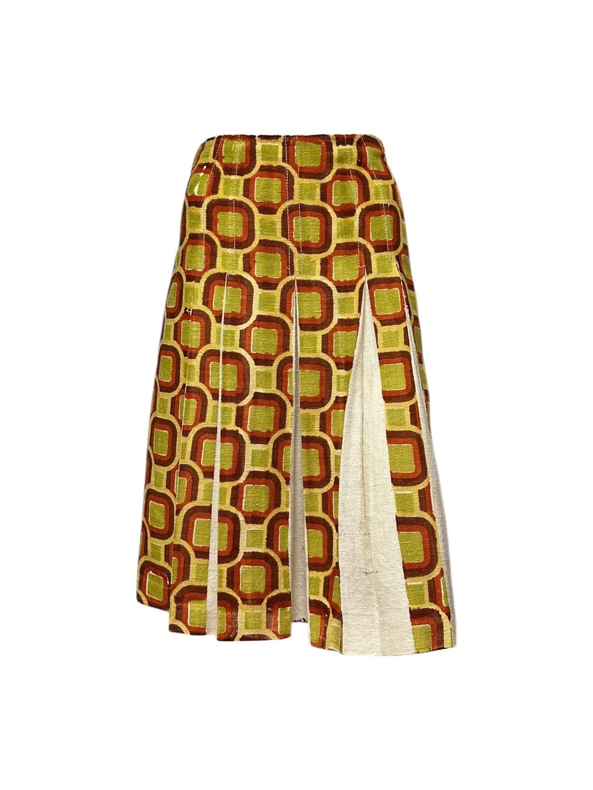 Prada PRADA Spring Summer 2005 Geometric Print Pleated Midi Skirt Size 27" / US 4 / IT 40 - 1 Thumbnail