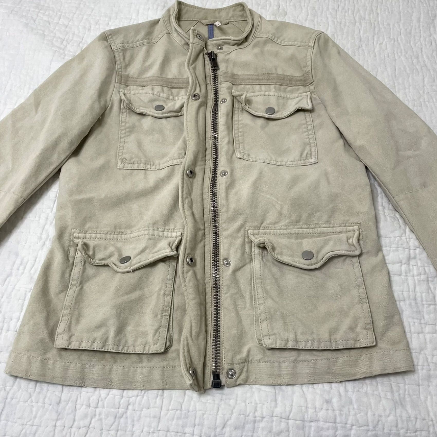 Free People Free People Military Jacket Womens Size S Khaki Tan Cargo Boho Utility Military Style Army Pockets Short Jacket Beig e Beige (adjusted for clarity) Size S / US 4 / IT 40 - 3 Thumbnail