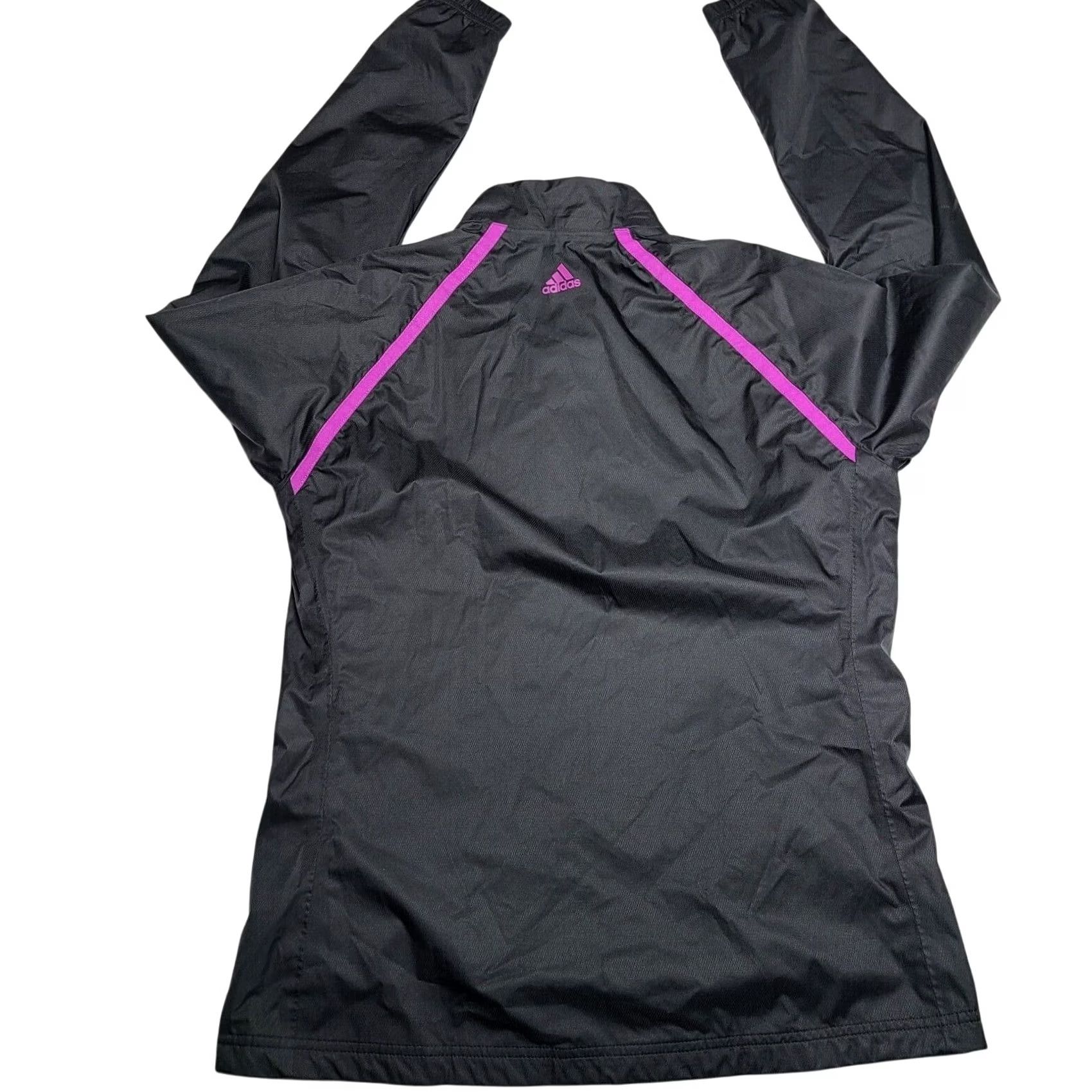 Adidas adidas Women’s Climacool Golf Full-Zip Windbreaker Jacket Black Magenta Lightweight Medium Wind Resistant Breathable Three Stripes Shirt/Sport Size M / US 6-8 / IT 42-44 - 4 Thumbnail