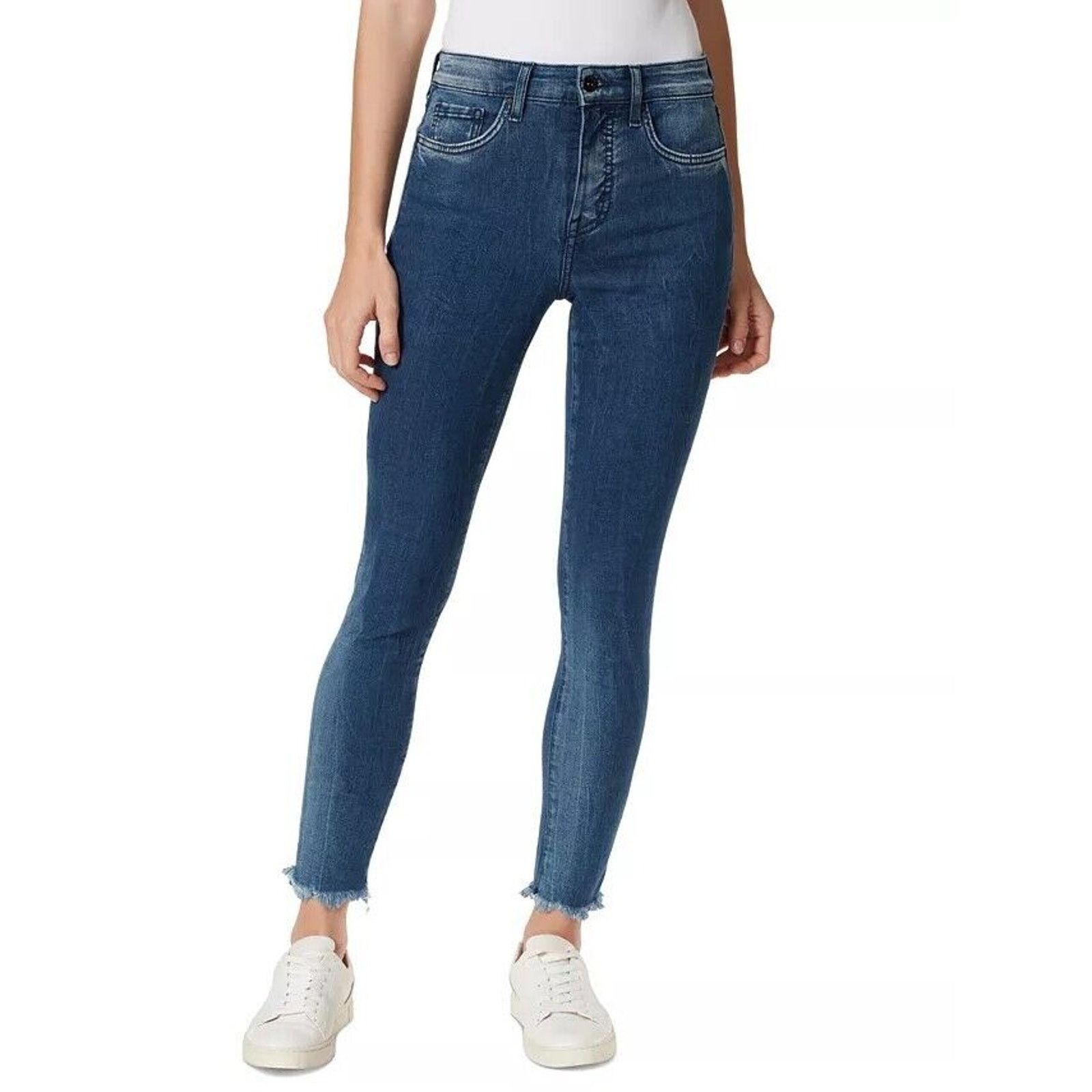 The Unbranded Brand Frayed Women Washed Blue Denim High-Rise Ankle Jeans Size 24 Size 24" / US 00 / IT 34 - 1 Thumbnail