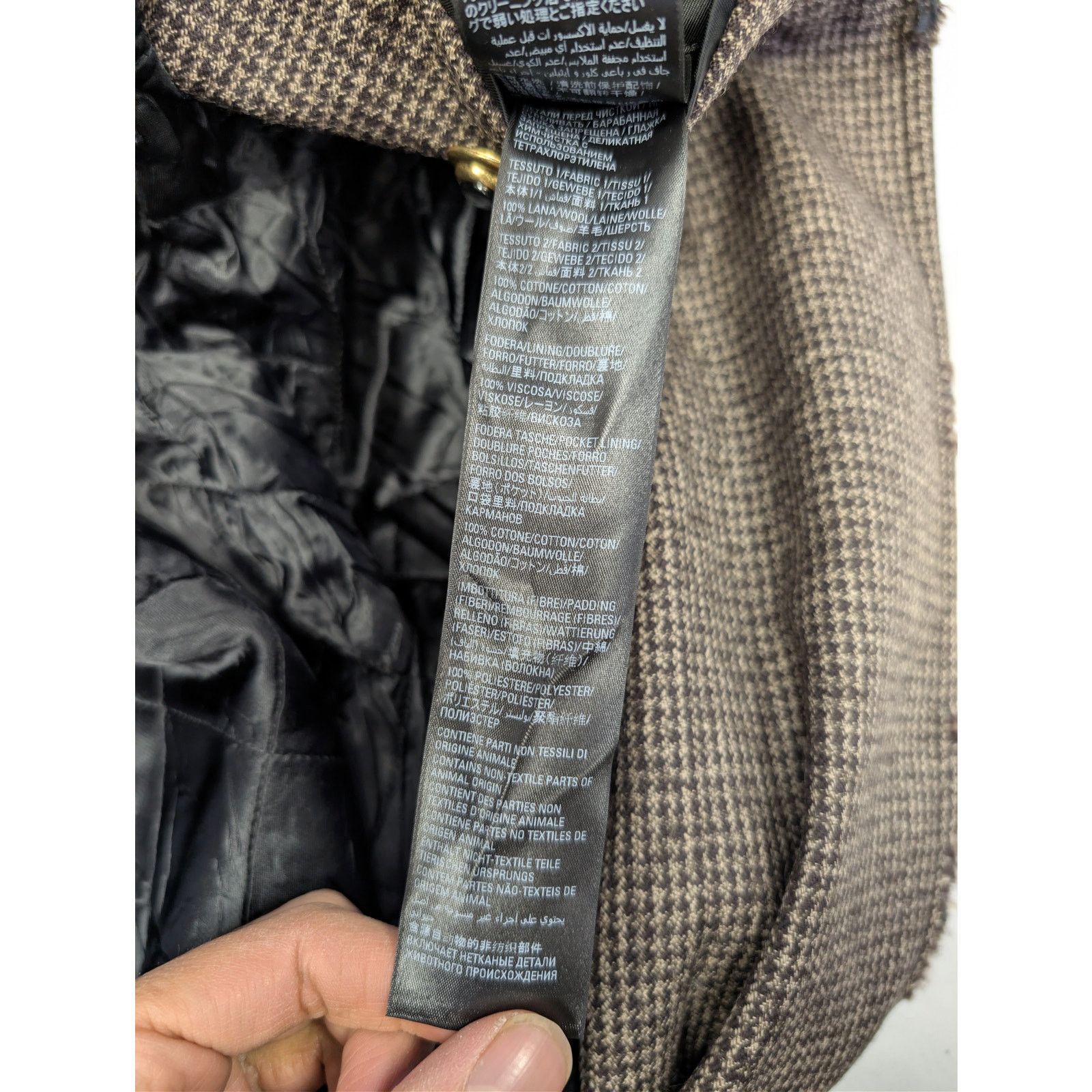 Balenciaga o1rshd1 CCRAB Heather Wool Houndstooth Coat in Coffee/Beige Size XS / US 0-2 / IT 36-38 - 20 Thumbnail
