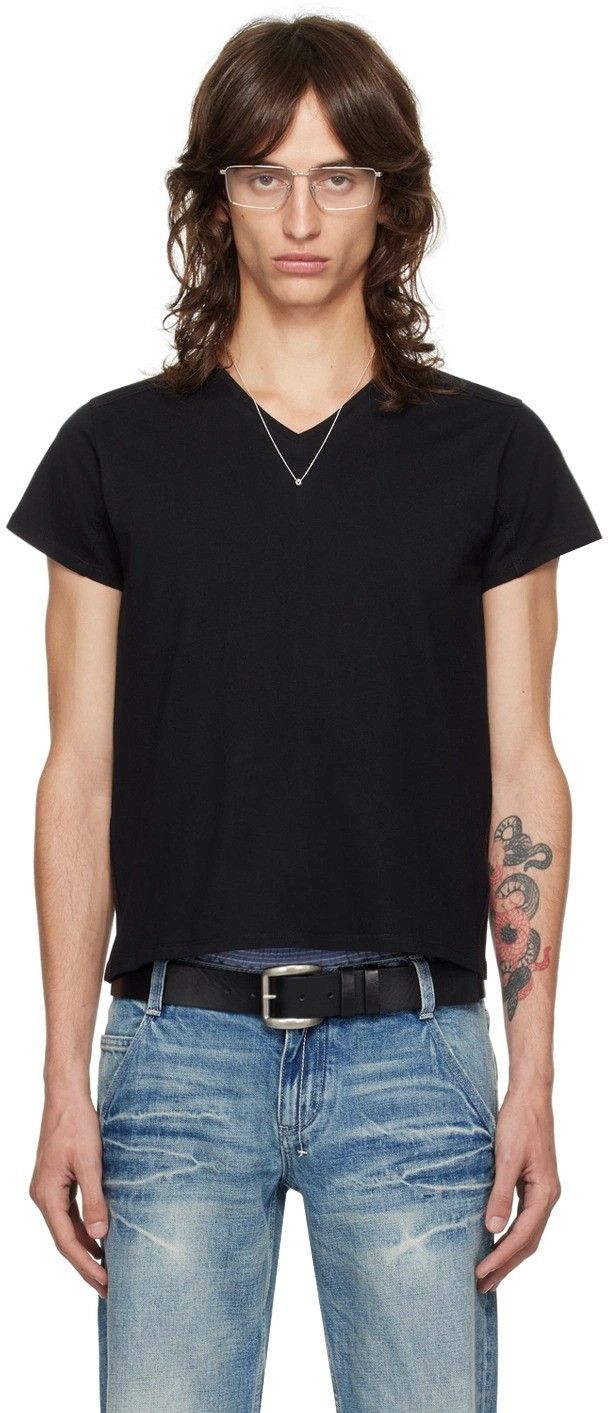 Fax Copy Express Black V-Neck T-Shirt | XL - runs small Size US XL / EU 56 / 4 - 2 Thumbnail