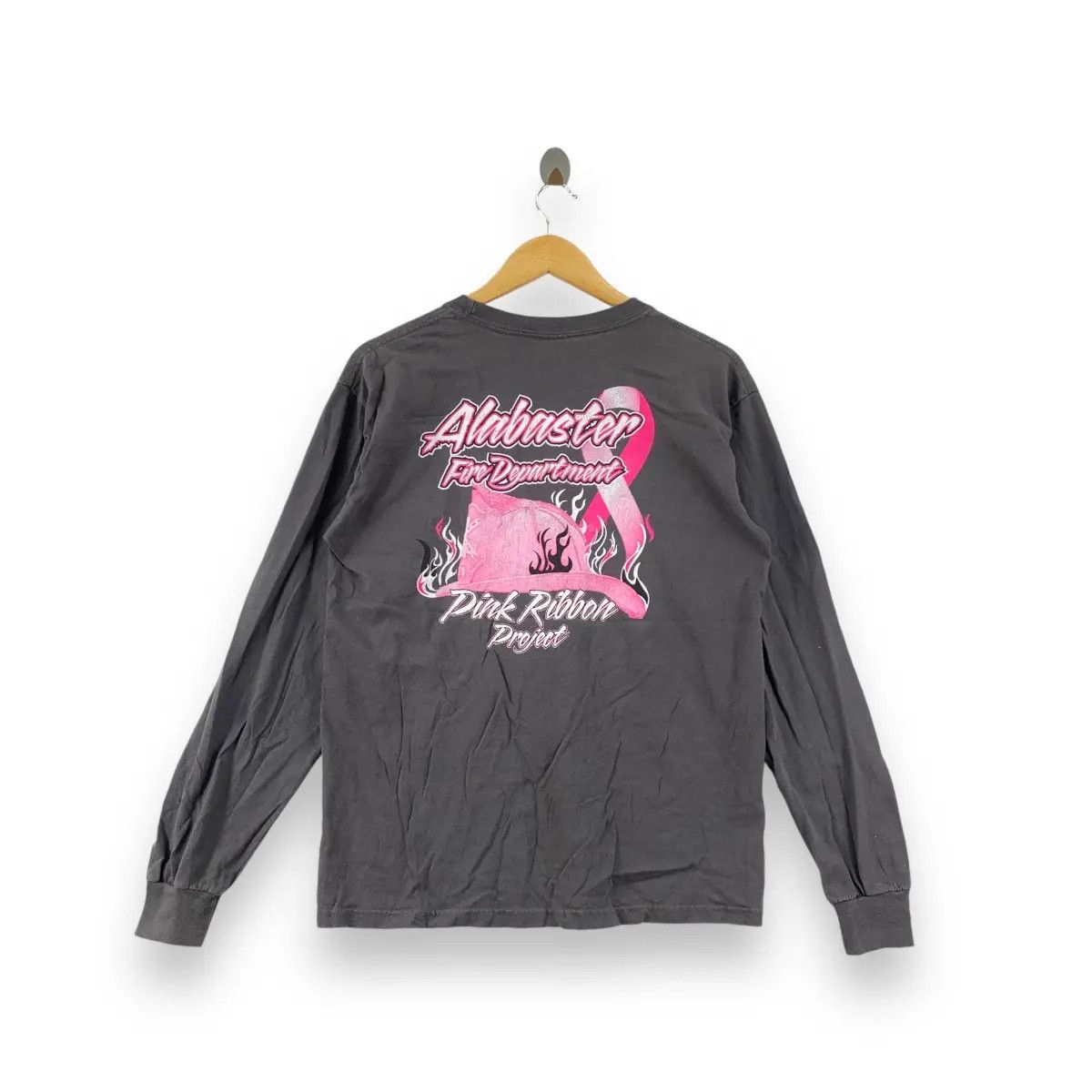 Vintage ALABASTER FIRE DEPARTMENT Pink Ribbon Project Tee Shirt Size M / US 6-8 / IT 42-44 - 2 Thumbnail