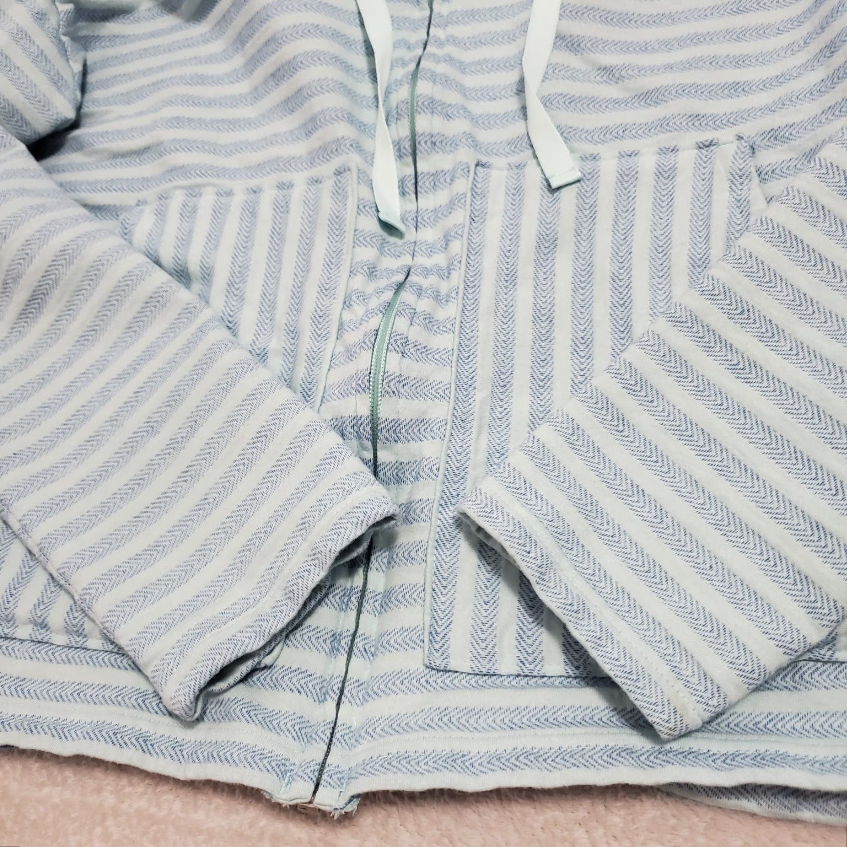 Vintage Columbia Hoodie Women L Blue Striped Full Zip Cotton Blend Beach Coastal Spring Fall Summer Womens Size L / US 10 / IT 46 - 7 Thumbnail